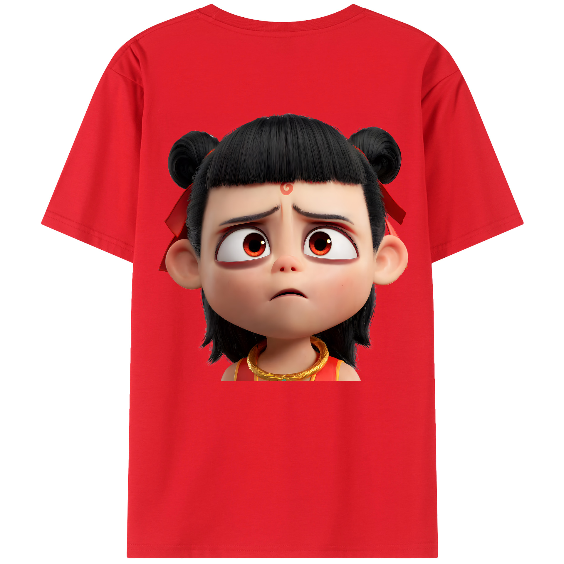 （画像用） Ne Zha 2 ナタ 魔童の大暴れ 綿100％ メンズ半袖Tシャツ（バックプリント） 通気性