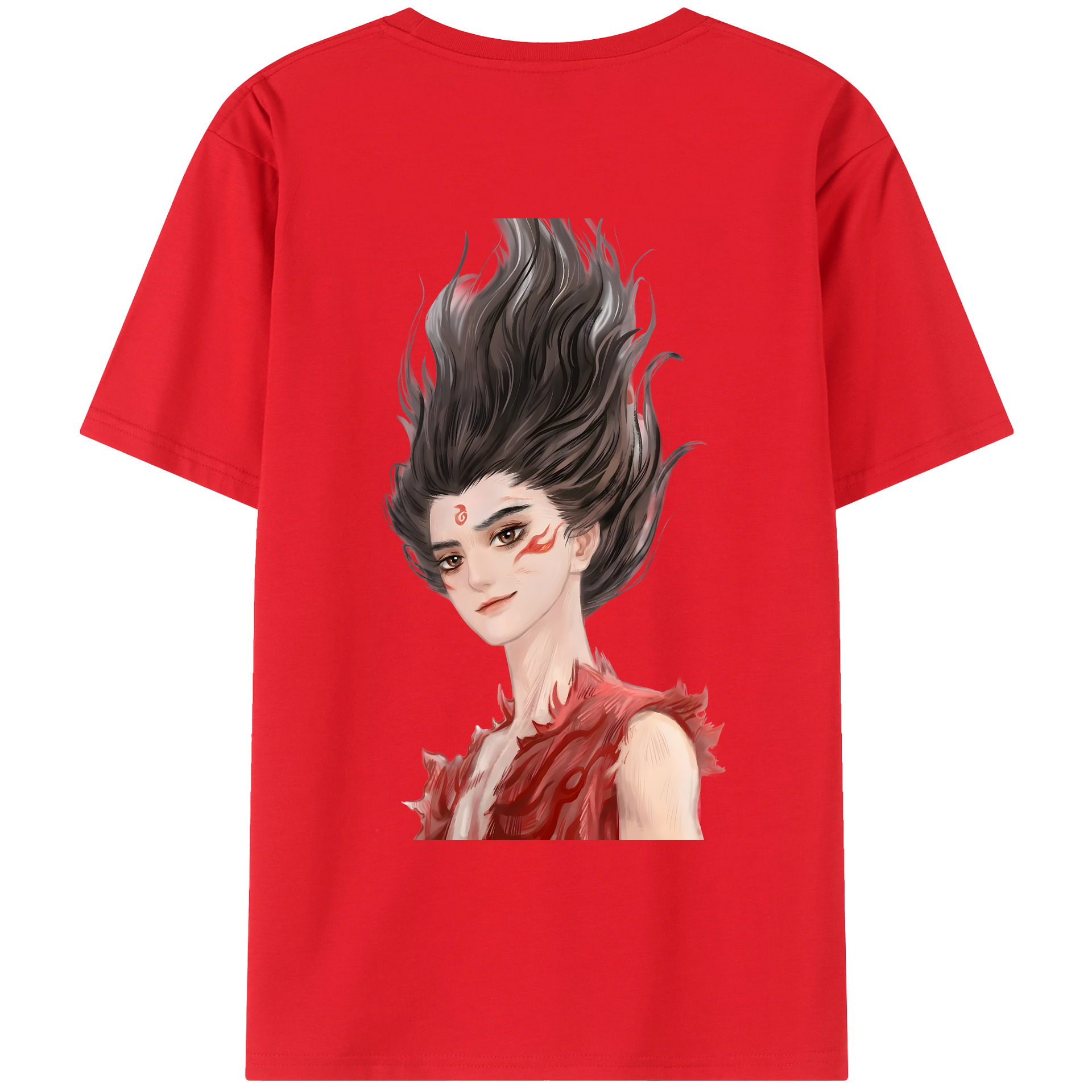 （画像用） Ne Zha 2 ナタ 魔童の大暴れ 綿100％ メンズ半袖Tシャツ（バックプリント） 通気性