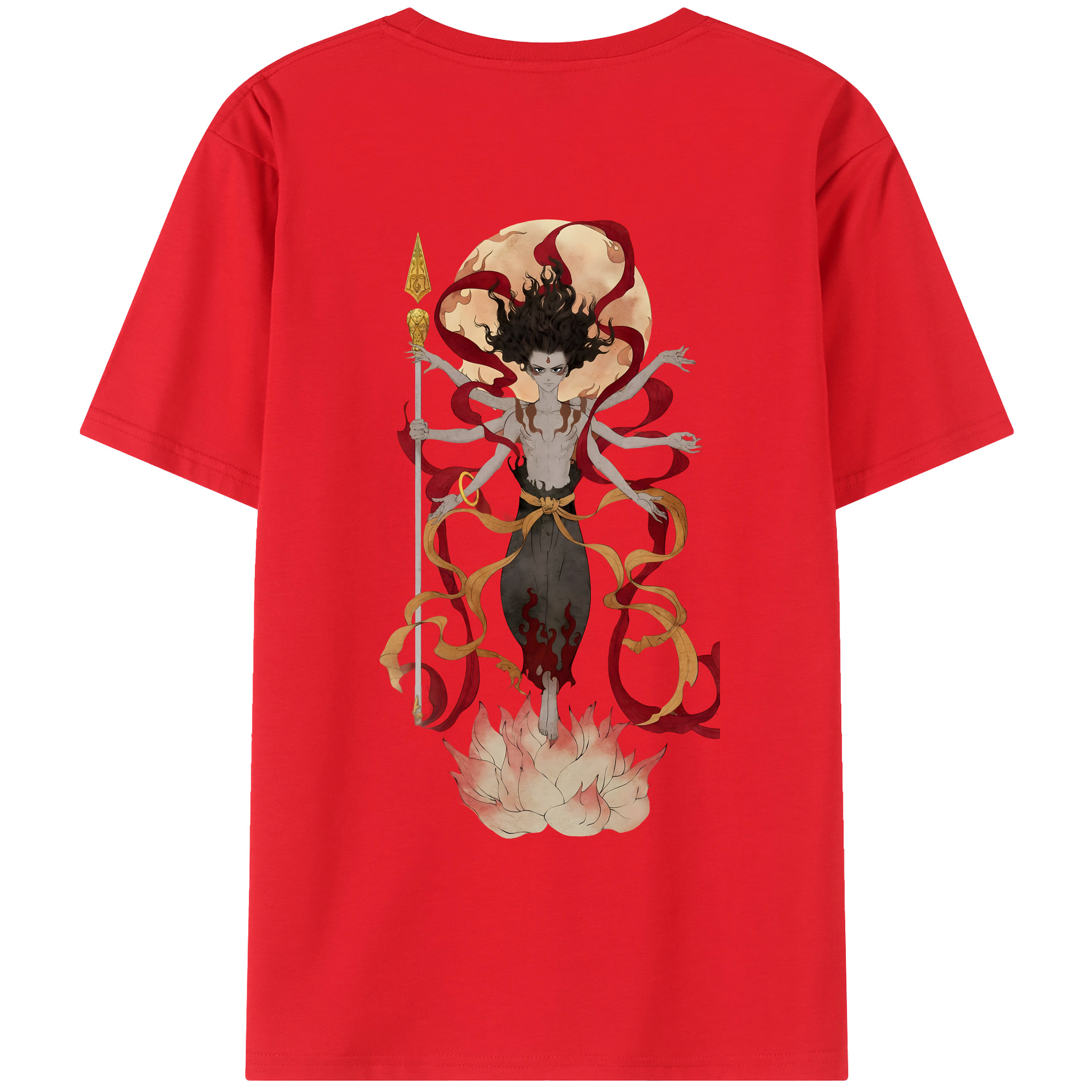 （画像用） Ne Zha 2 ナタ 魔童の大暴れ 綿100％ メンズ半袖Tシャツ（バックプリント） 通気性