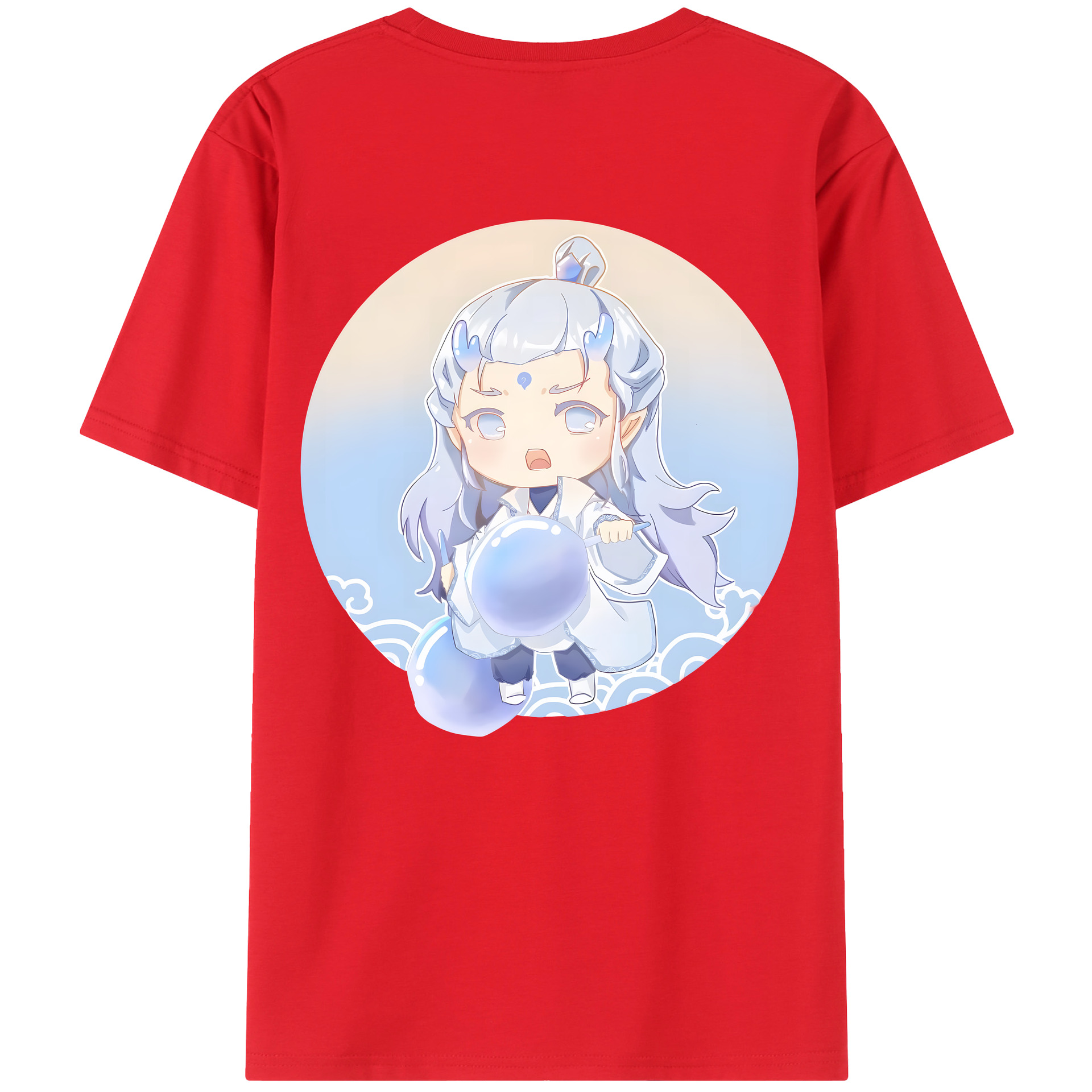 （画像用） Ne Zha 2 ナタ 魔童の大暴れ 綿100％ メンズ半袖Tシャツ（バックプリント） 通気性