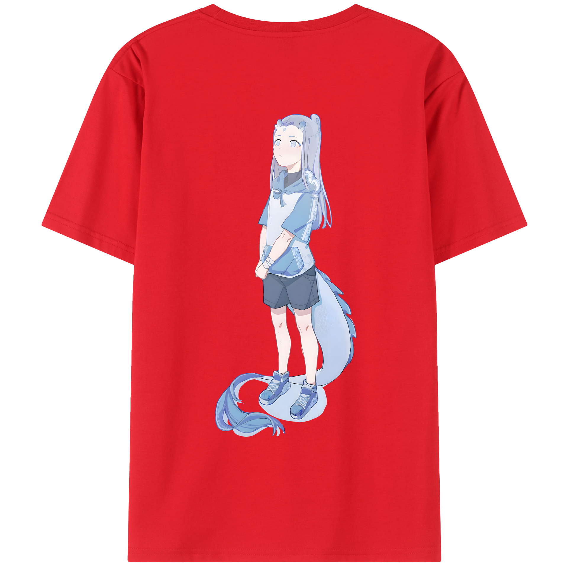 （画像用） Ne Zha 2 ナタ 魔童の大暴れ 綿100％ メンズ半袖Tシャツ（バックプリント） 通気性