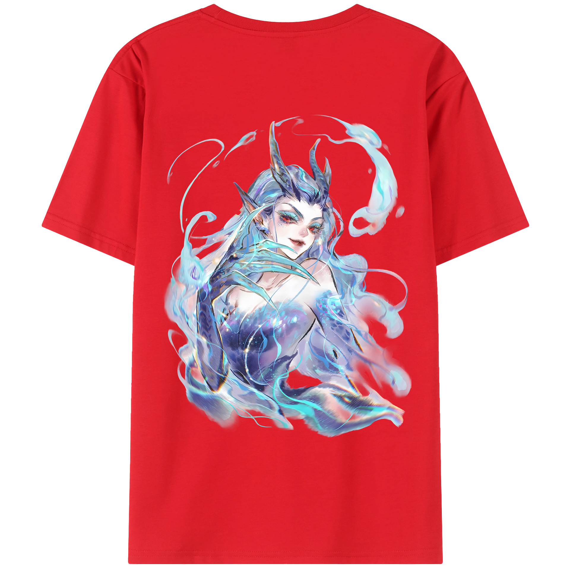 （画像用） Ne Zha 2 ナタ 魔童の大暴れ 綿100％ メンズ半袖Tシャツ（バックプリント） 通気性