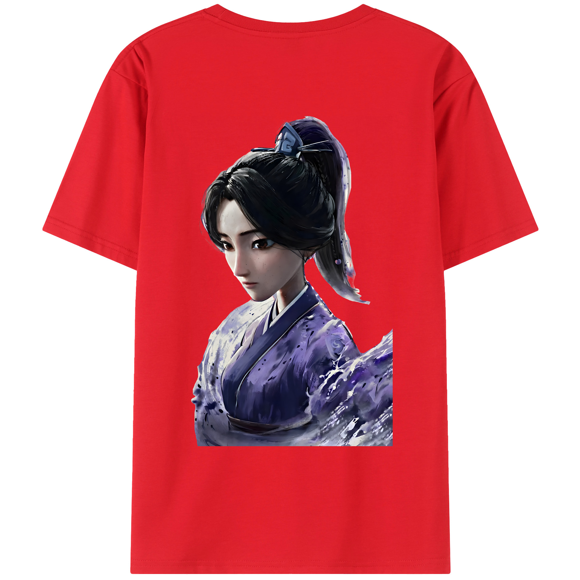 （画像用） Ne Zha 2 ナタ 魔童の大暴れ 綿100％ メンズ半袖Tシャツ（バックプリント） 通気性