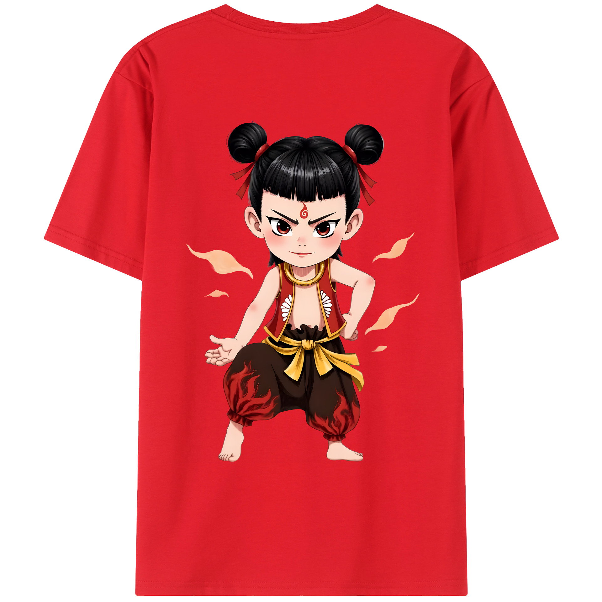 （画像用） Ne Zha 2 ナタ 魔童の大暴れ 綿100％ メンズ半袖Tシャツ（バックプリント） 通気性
