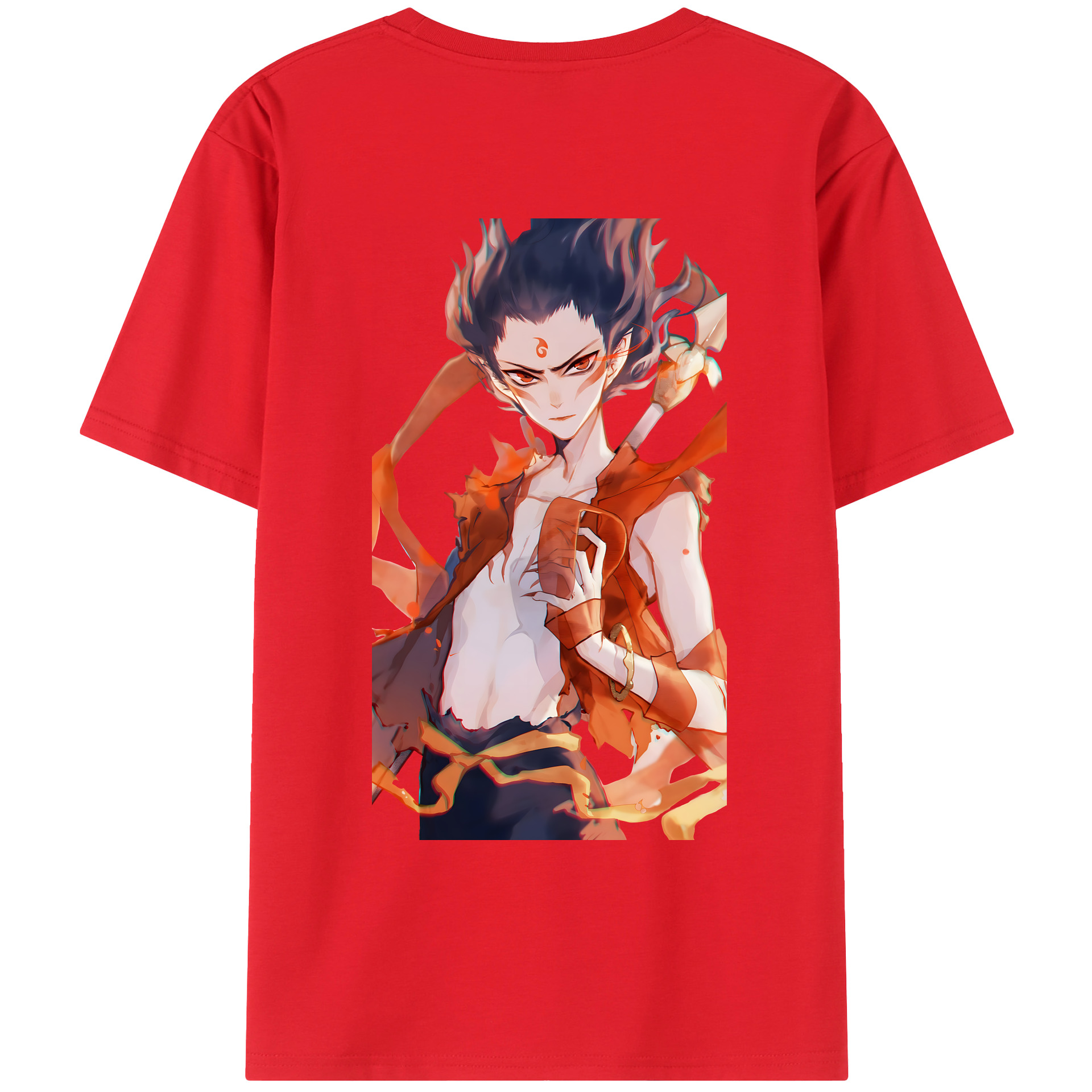 （画像用） Ne Zha 2 ナタ 魔童の大暴れ 綿100％ メンズ半袖Tシャツ（バックプリント） 通気性