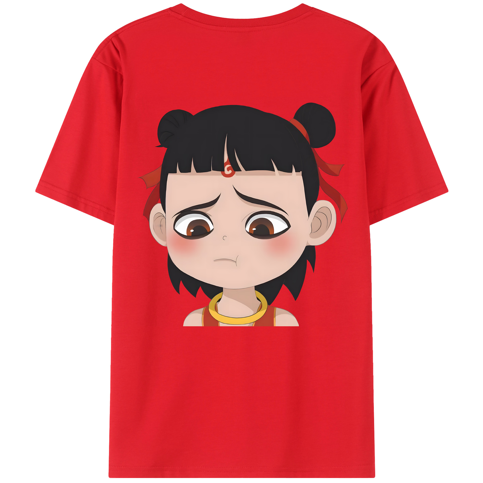 （画像用） Ne Zha 2 ナタ 魔童の大暴れ 綿100％ メンズ半袖Tシャツ（バックプリント） 通気性