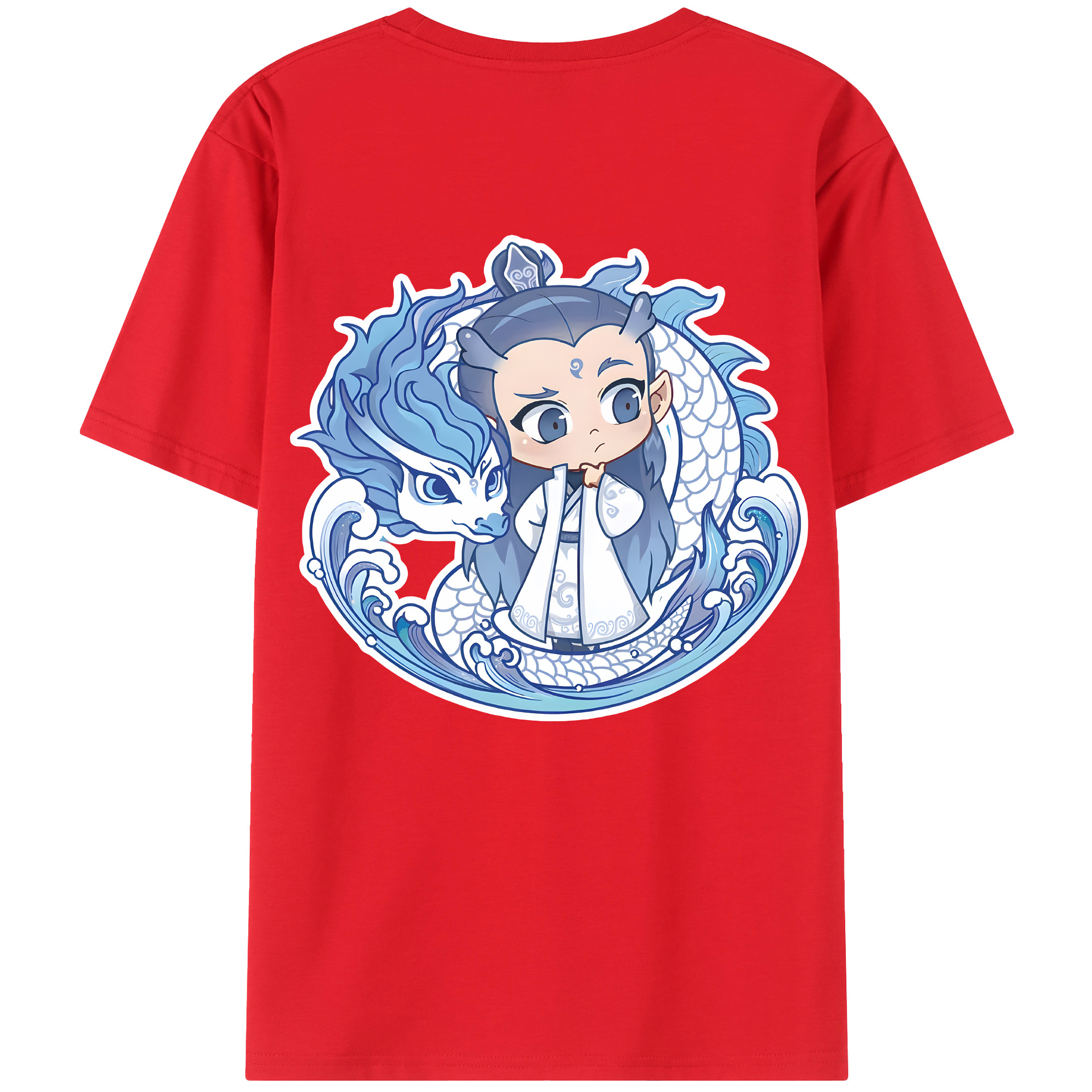 （画像用） Ne Zha 2 ナタ 魔童の大暴れ 綿100％ メンズ半袖Tシャツ（バックプリント） 通気性