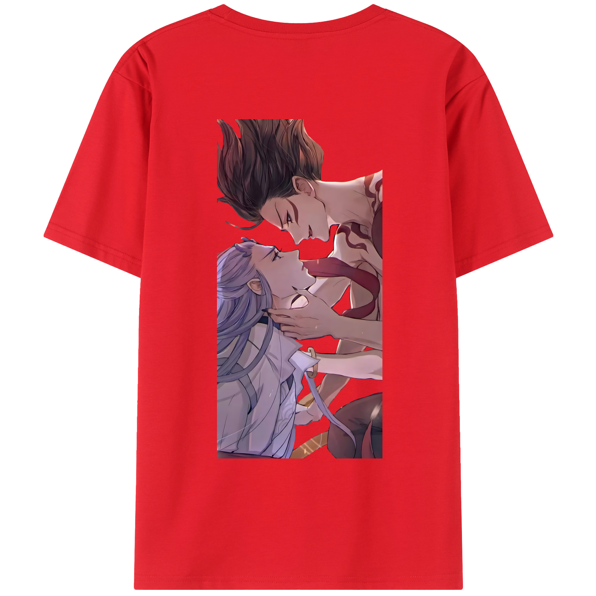 （画像用） Ne Zha 2 ナタ 魔童の大暴れ 綿100％ メンズ半袖Tシャツ（バックプリント） 通気性