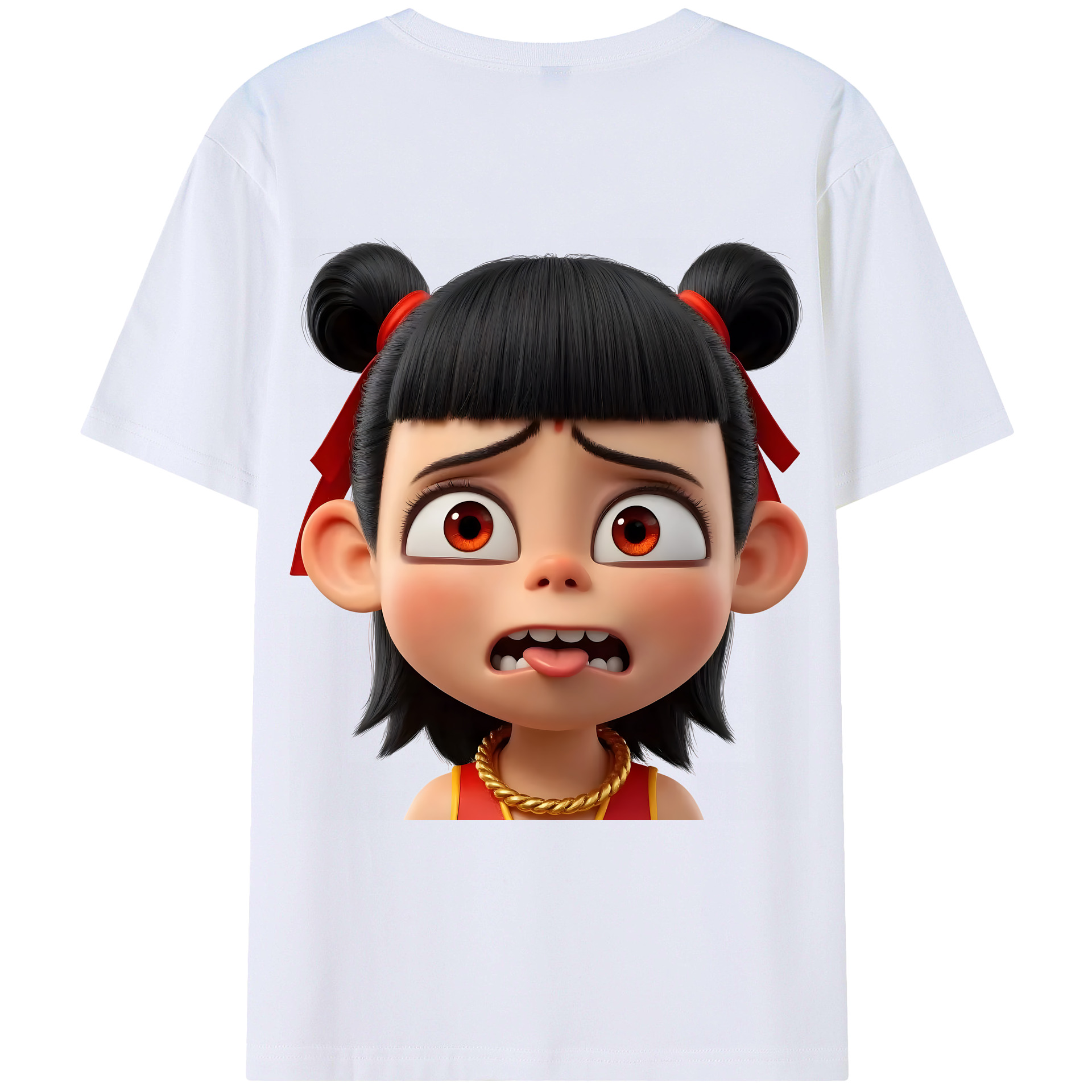 （画像用） Ne Zha 2 ナタ 魔童の大暴れ 綿100％ メンズ半袖Tシャツ（バックプリント） 通気性