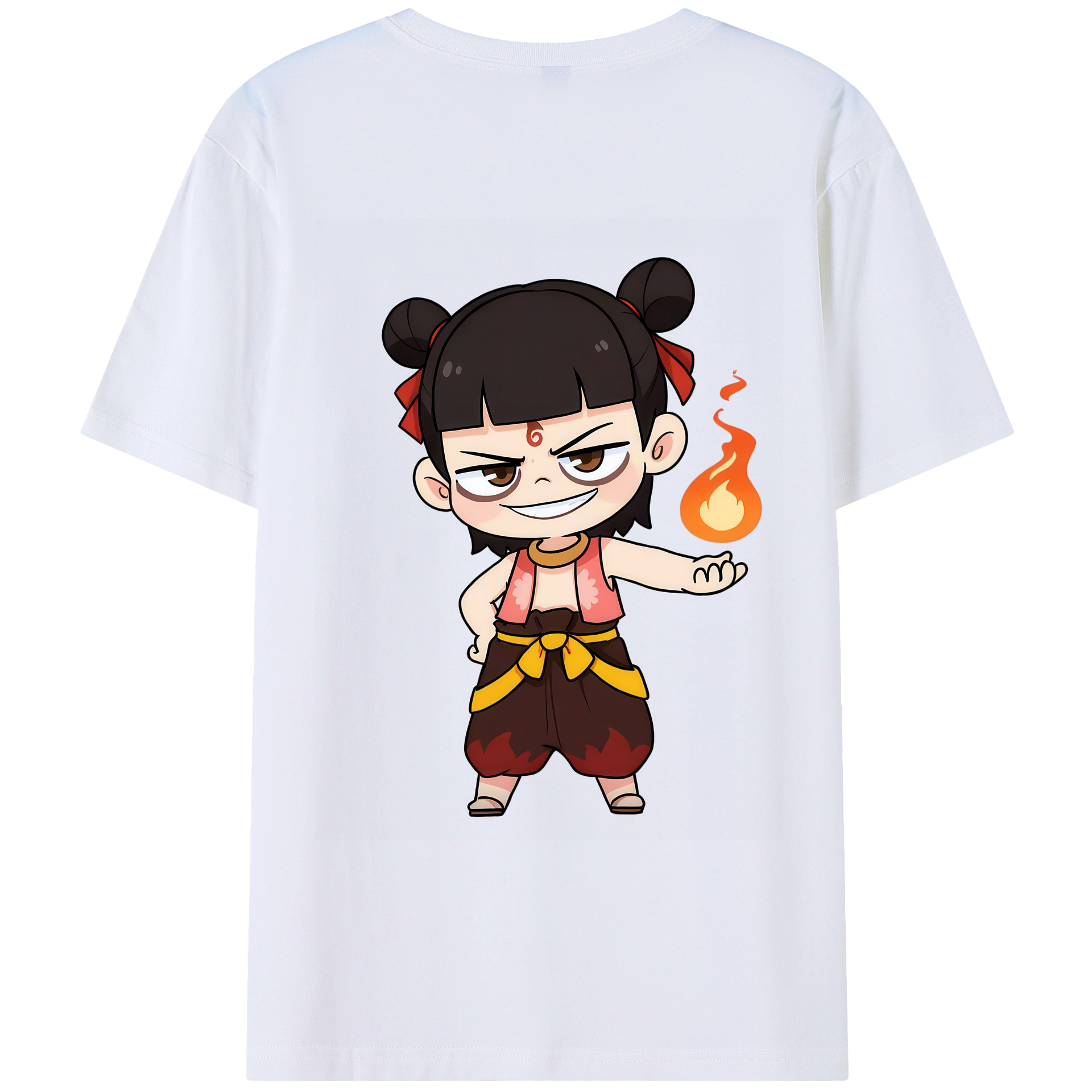 （画像用） Ne Zha 2 ナタ 魔童の大暴れ 綿100％ メンズ半袖Tシャツ（バックプリント） 通気性