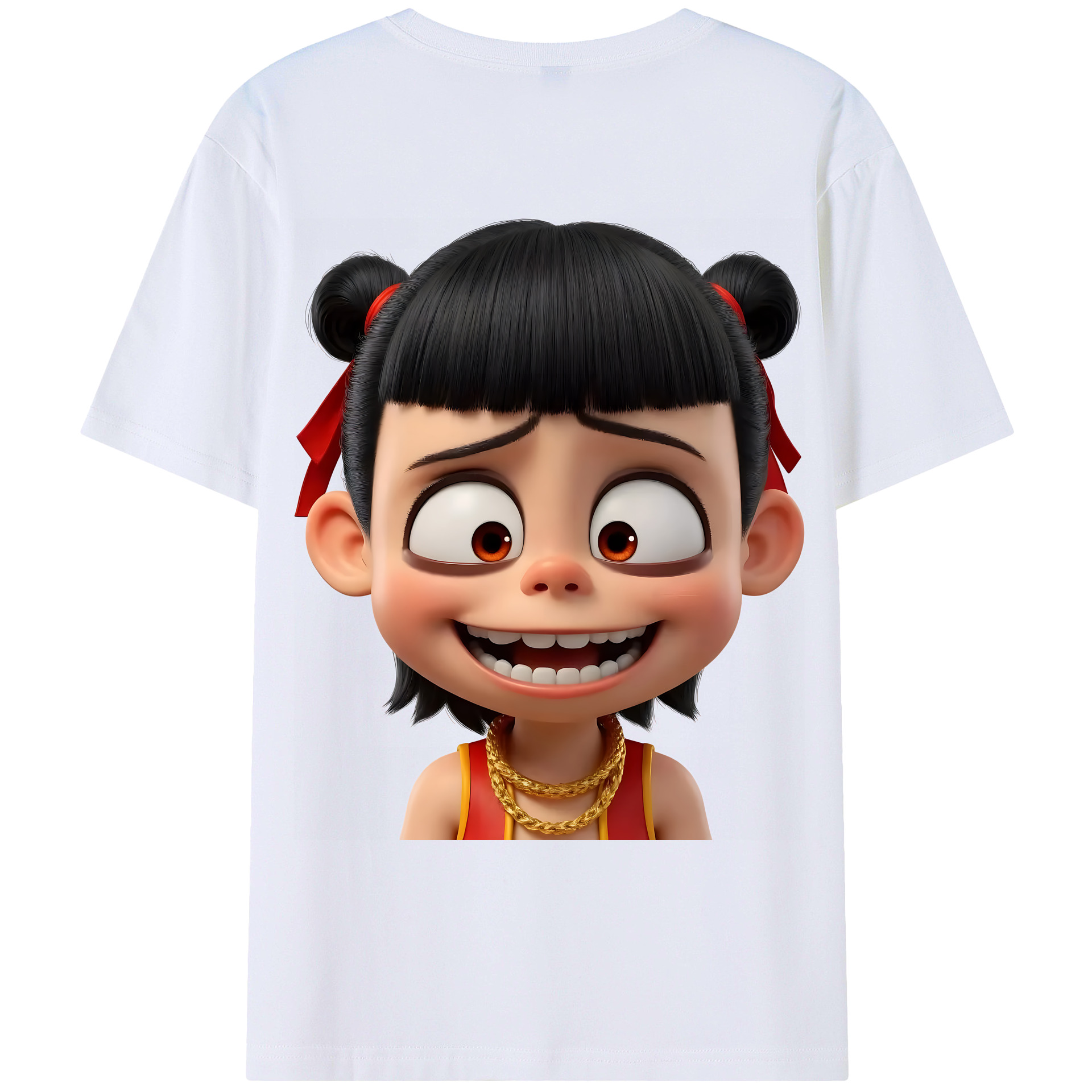 （画像用） Ne Zha 2 ナタ 魔童の大暴れ 綿100％ メンズ半袖Tシャツ（バックプリント） 通気性