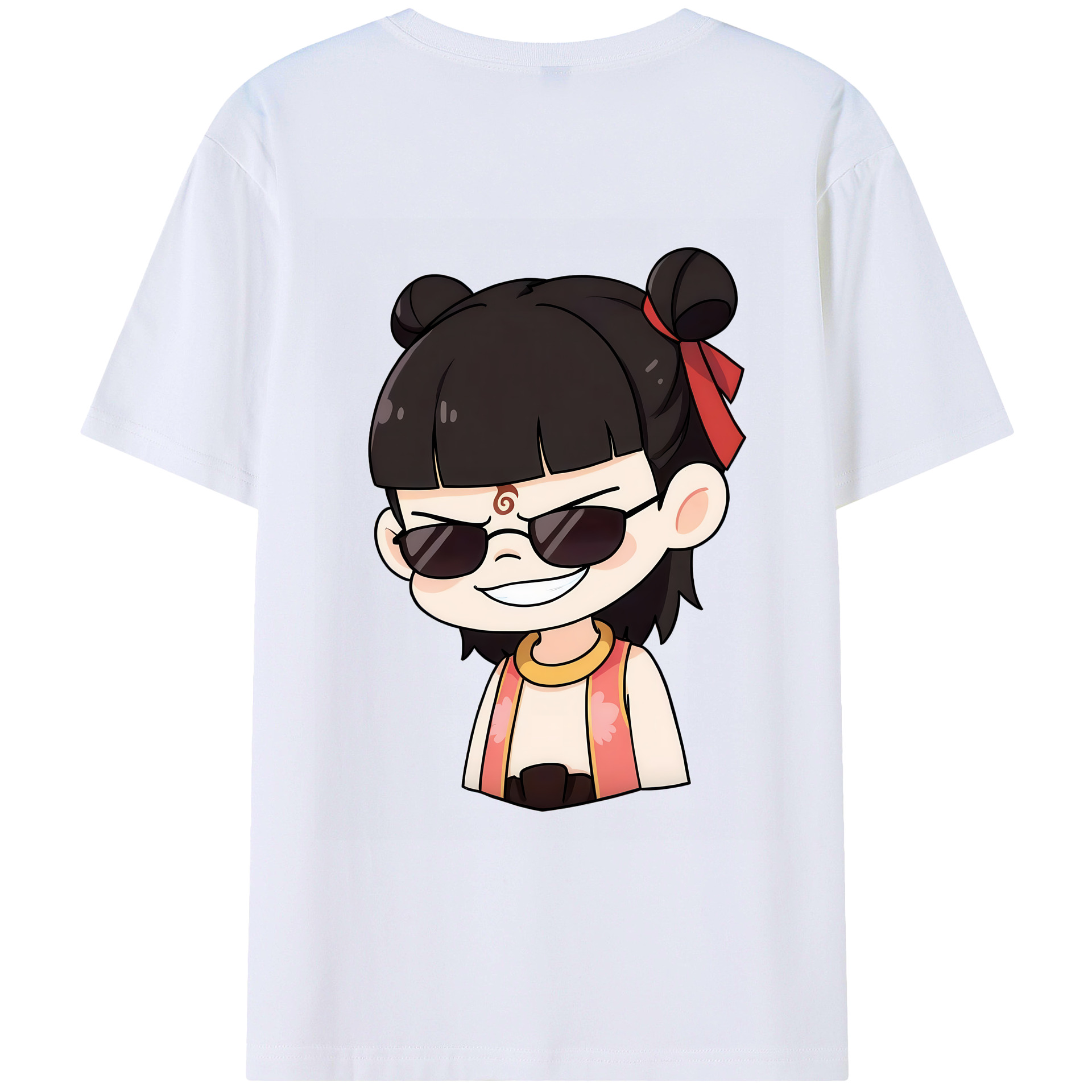 （画像用） Ne Zha 2 ナタ 魔童の大暴れ 綿100％ メンズ半袖Tシャツ（バックプリント） 通気性
