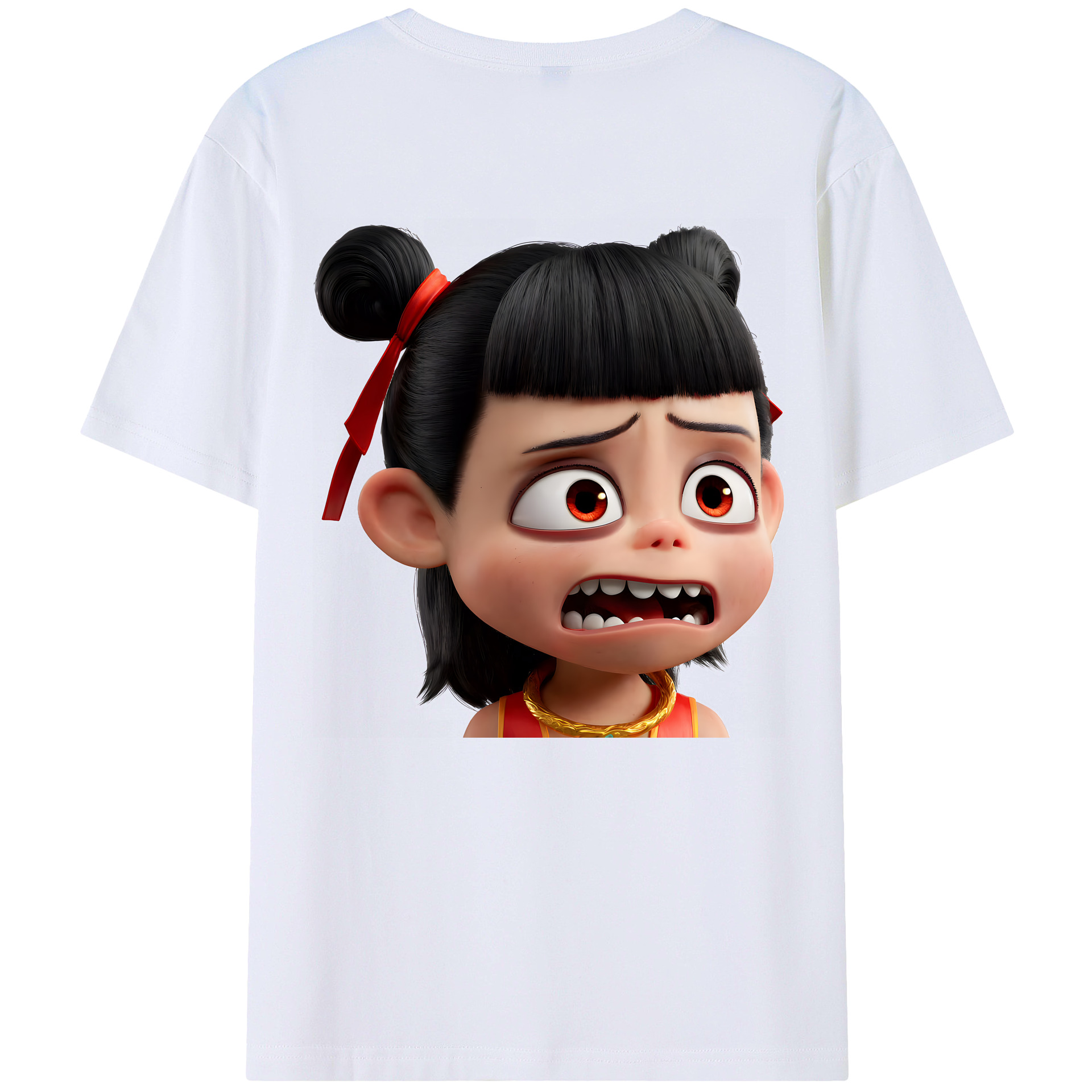 （画像用） Ne Zha 2 ナタ 魔童の大暴れ 綿100％ メンズ半袖Tシャツ（バックプリント） 通気性