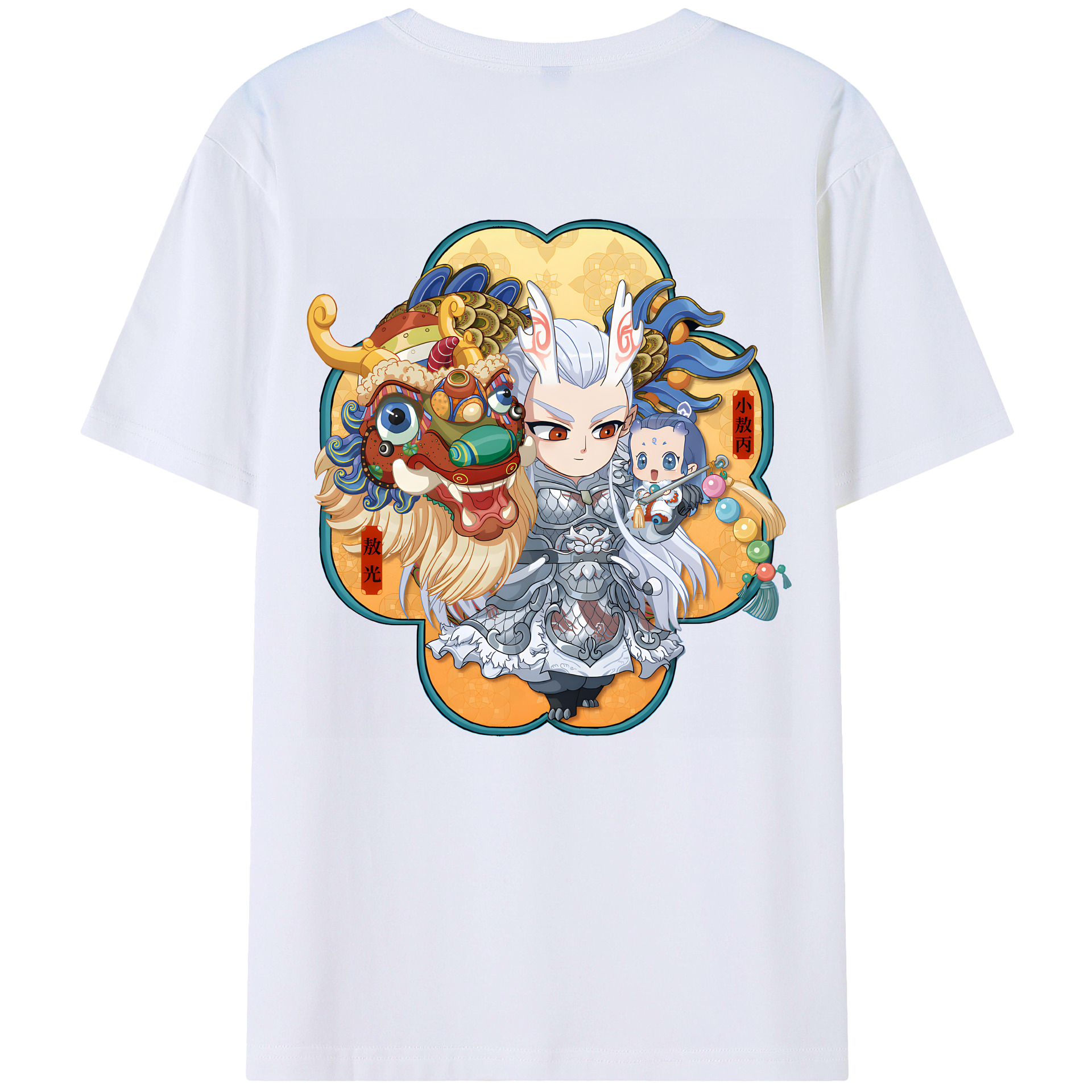 （画像用） Ne Zha 2 ナタ 魔童の大暴れ 綿100％ メンズ半袖Tシャツ（バックプリント） 通気性