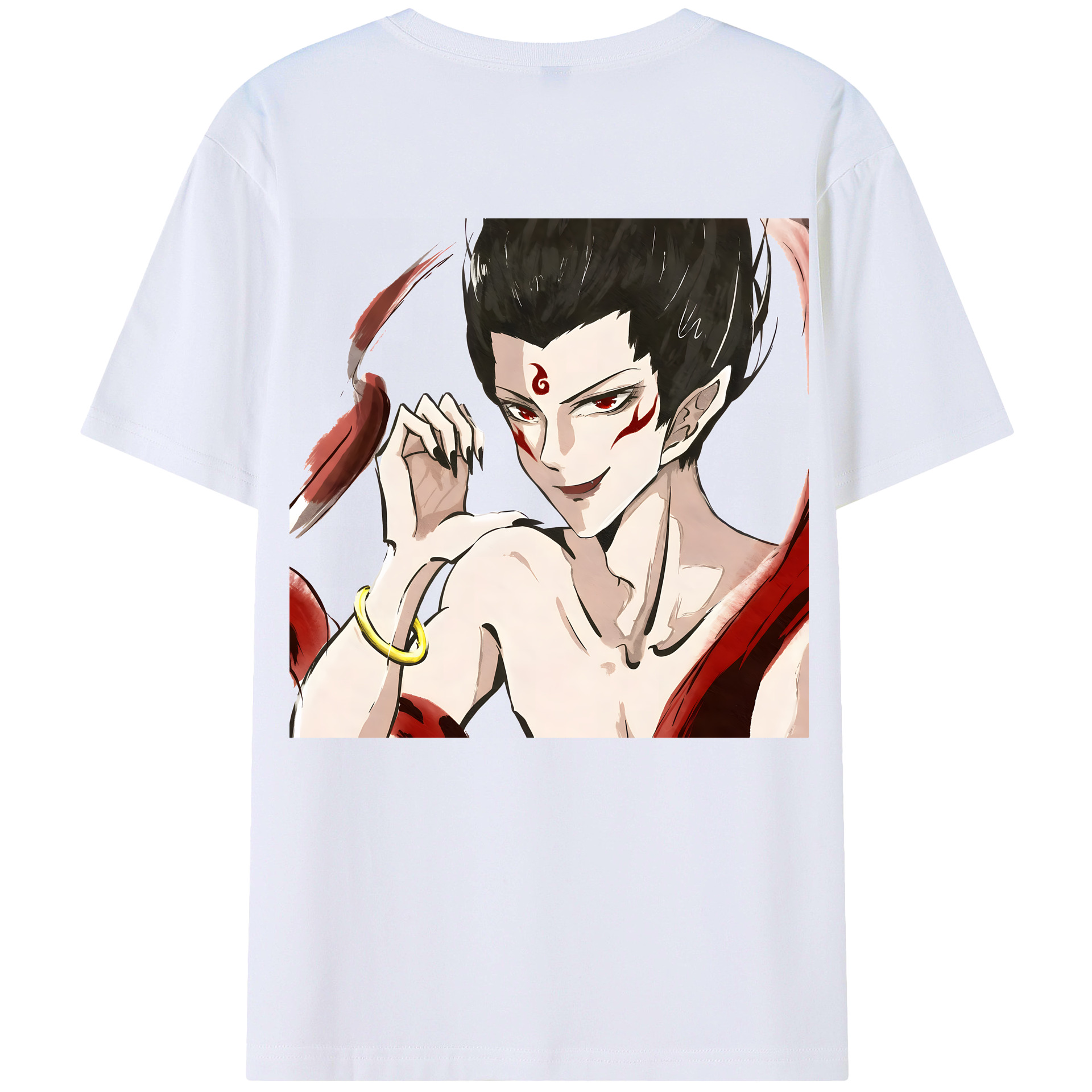 （画像用） Ne Zha 2 ナタ 魔童の大暴れ 綿100％ メンズ半袖Tシャツ（バックプリント） 通気性