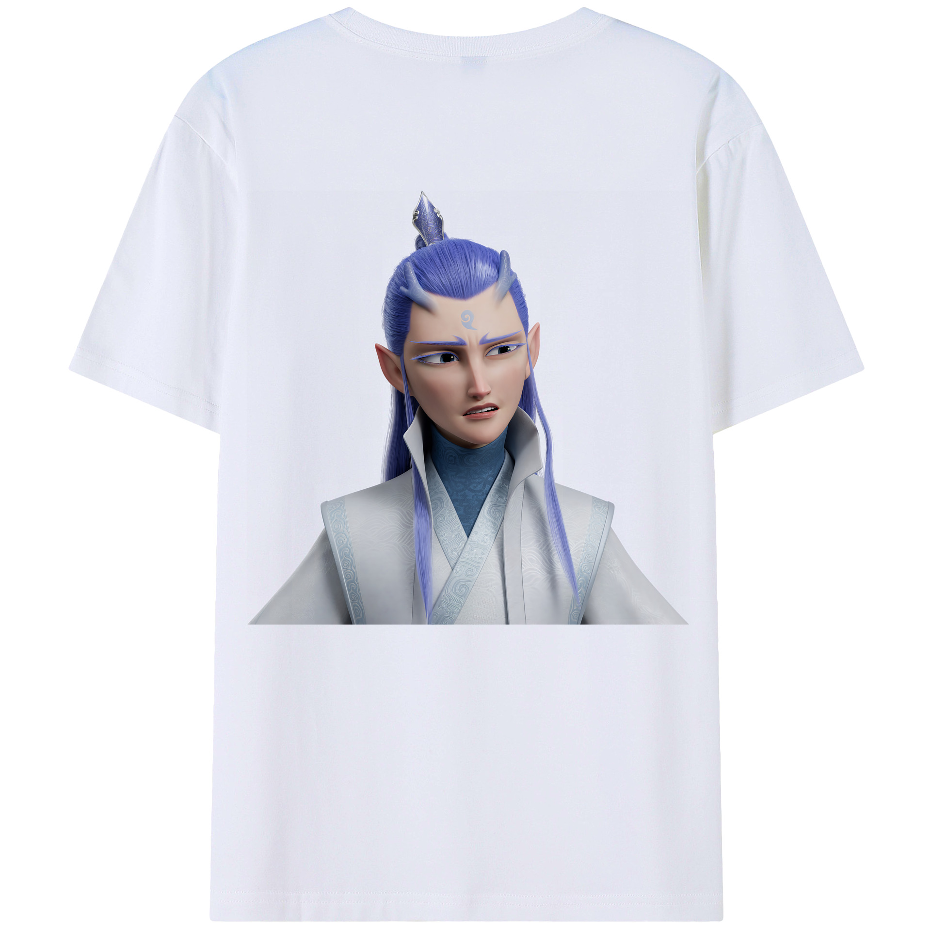 （画像用） Ne Zha 2 ナタ 魔童の大暴れ 綿100％ メンズ半袖Tシャツ（バックプリント） 通気性
