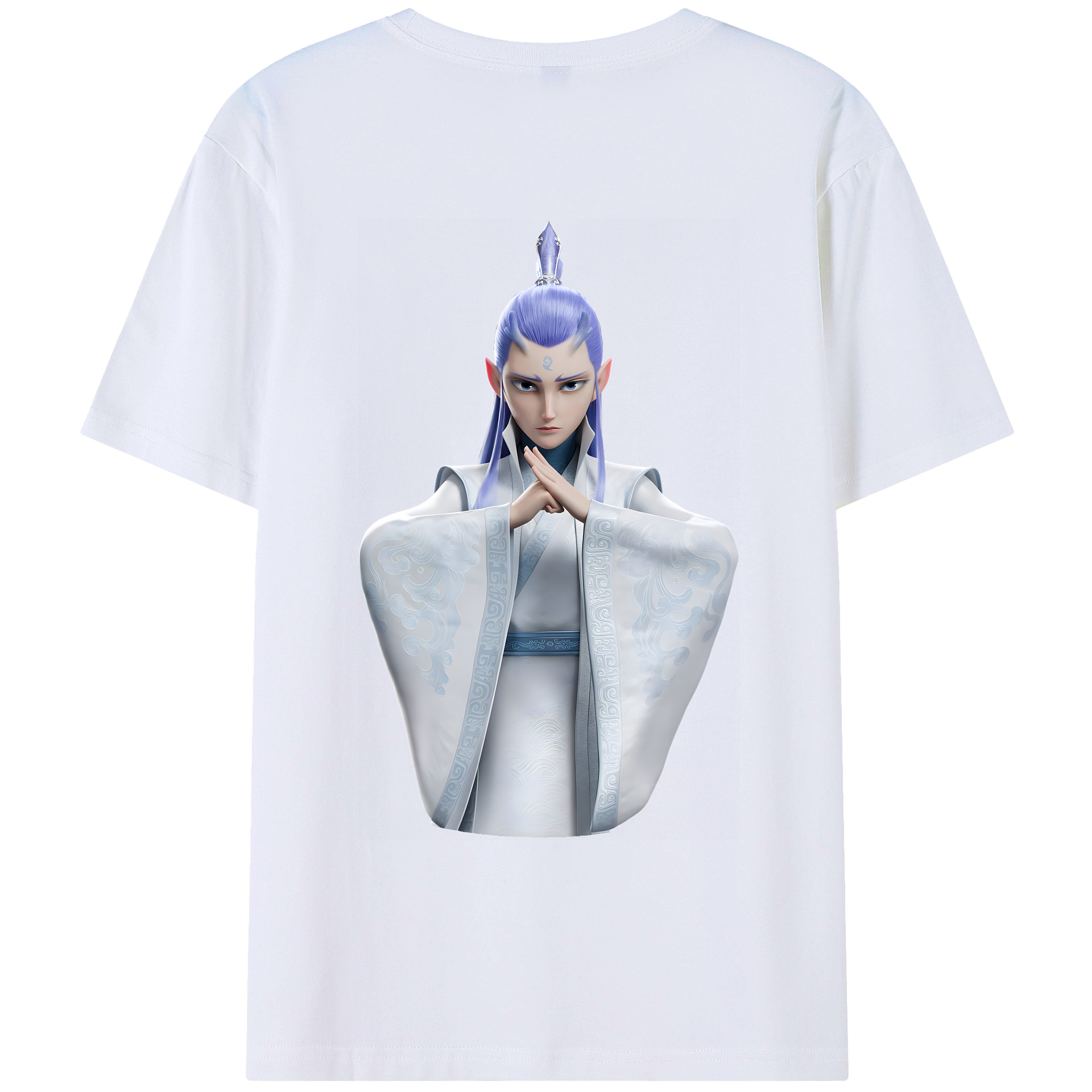 （画像用） Ne Zha 2 ナタ 魔童の大暴れ 綿100％ メンズ半袖Tシャツ（バックプリント） 通気性