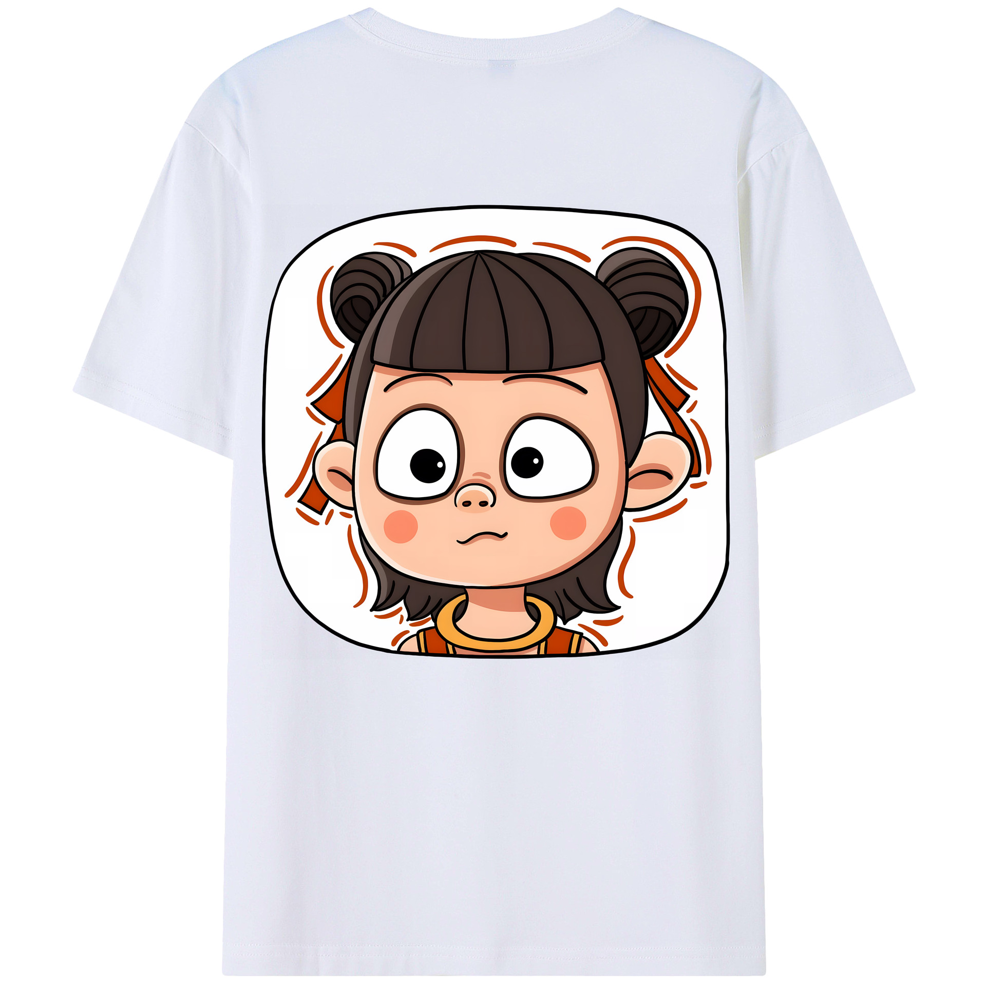 （画像用） Ne Zha 2 ナタ 魔童の大暴れ 綿100％ メンズ半袖Tシャツ（バックプリント） 通気性