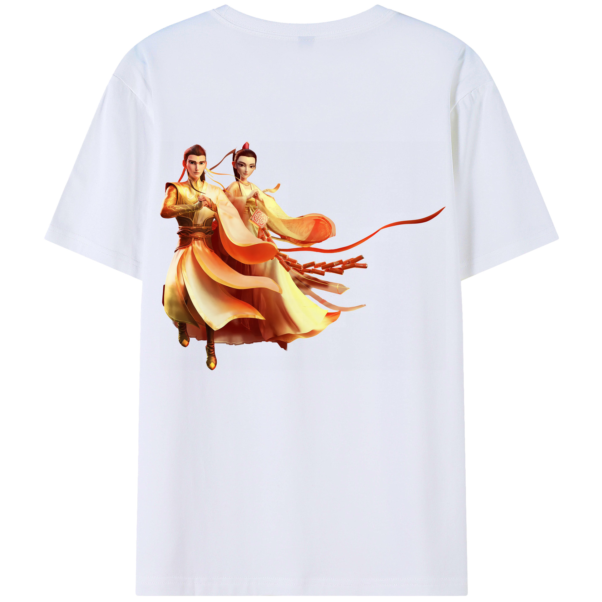 （画像用） Ne Zha 2 ナタ 魔童の大暴れ 綿100％ メンズ半袖Tシャツ（バックプリント） 通気性
