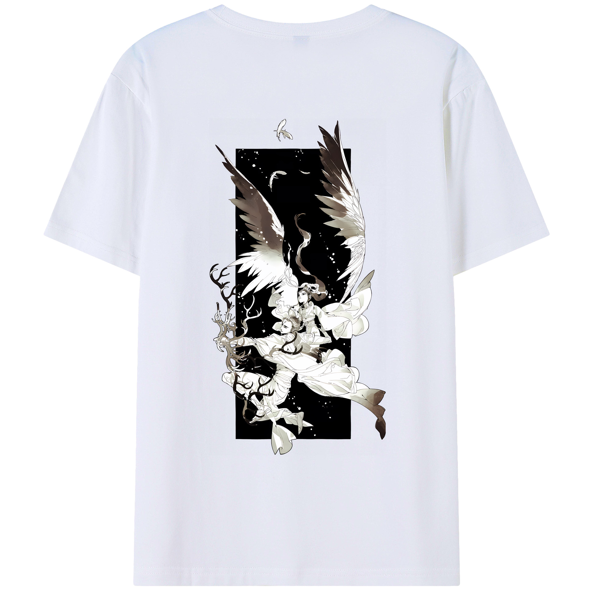 （画像用） Ne Zha 2 ナタ 魔童の大暴れ 綿100％ メンズ半袖Tシャツ（バックプリント） 通気性