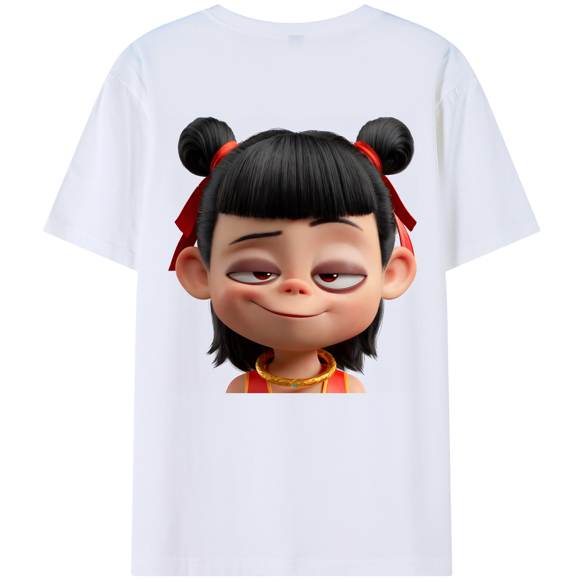 （画像用） Ne Zha 2 ナタ 魔童の大暴れ 綿100％ メンズ半袖Tシャツ（バックプリント） 通気性