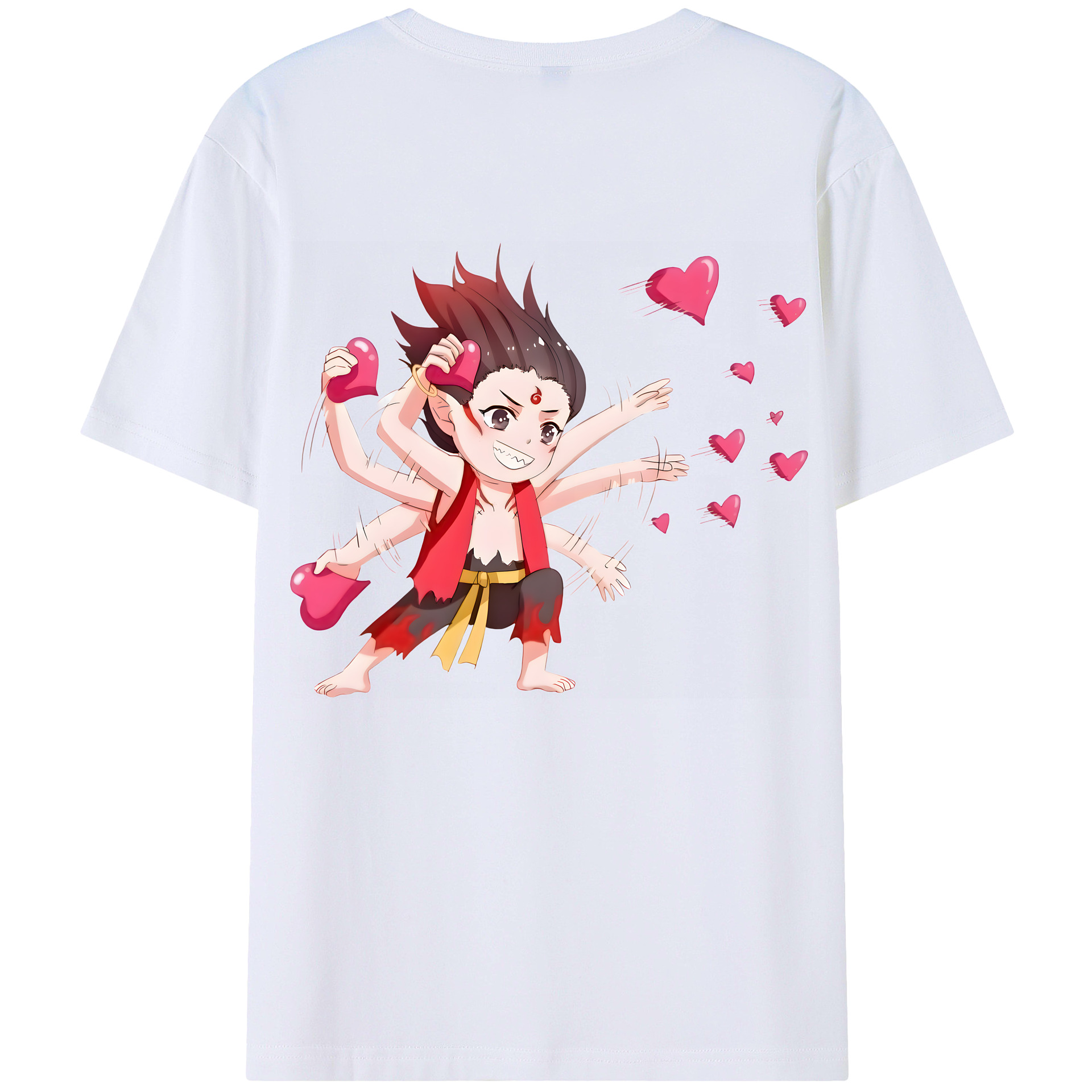 （画像用） Ne Zha 2 ナタ 魔童の大暴れ 綿100％ メンズ半袖Tシャツ（バックプリント） 通気性