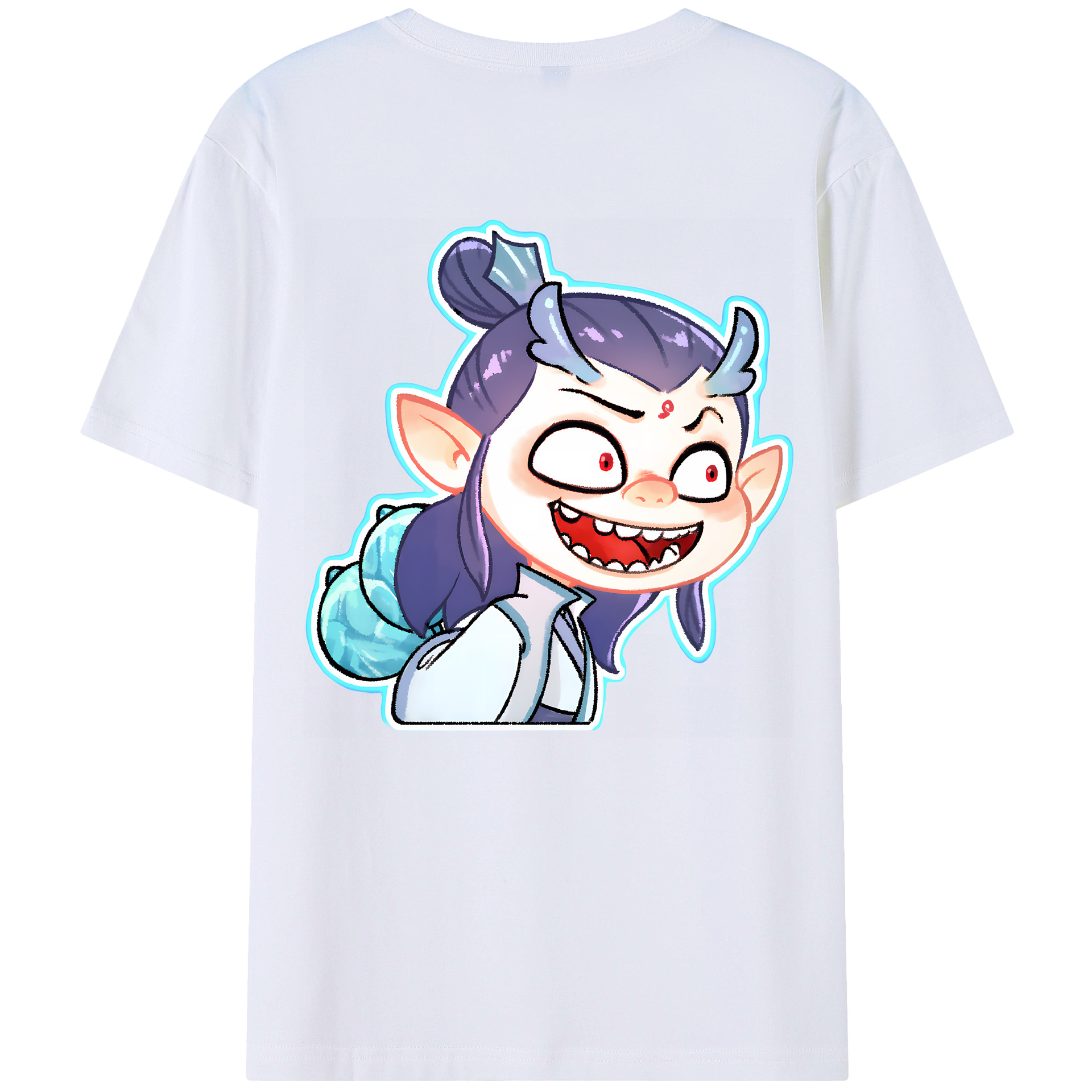 （画像用） Ne Zha 2 ナタ 魔童の大暴れ 綿100％ メンズ半袖Tシャツ（バックプリント） 通気性