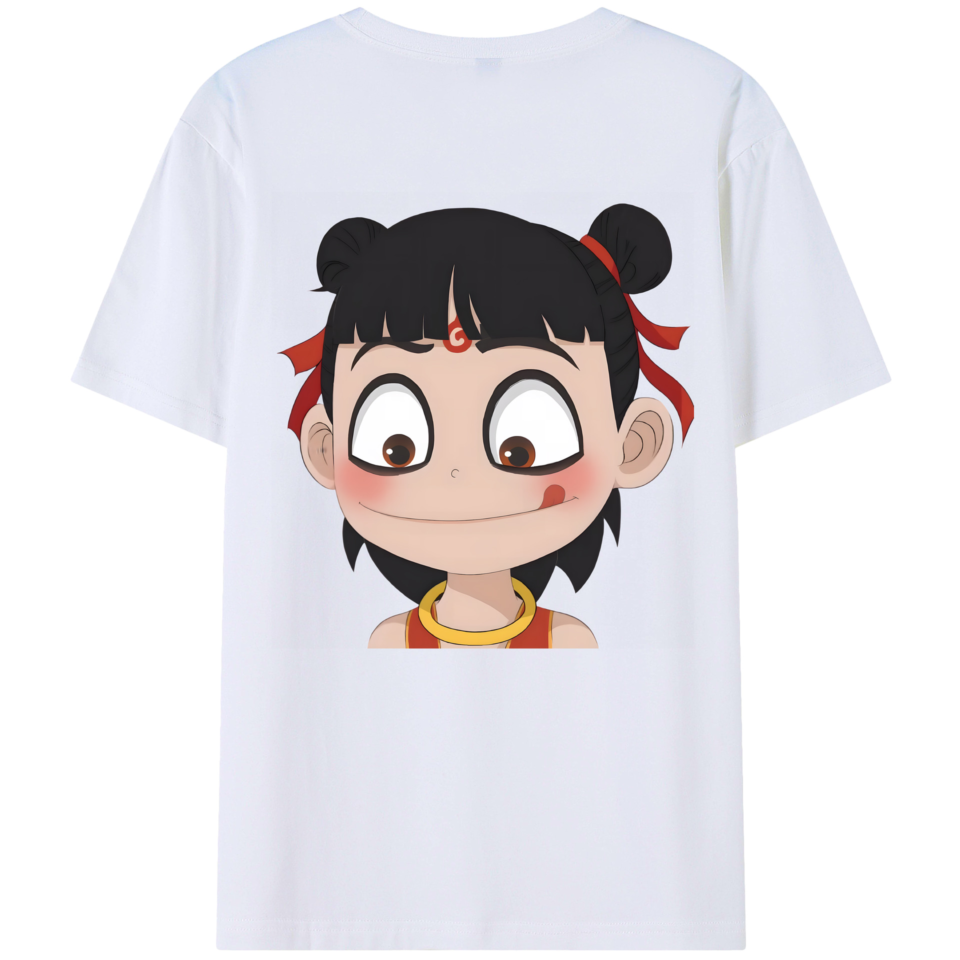 （画像用） Ne Zha 2 ナタ 魔童の大暴れ 綿100％ メンズ半袖Tシャツ（バックプリント） 通気性
