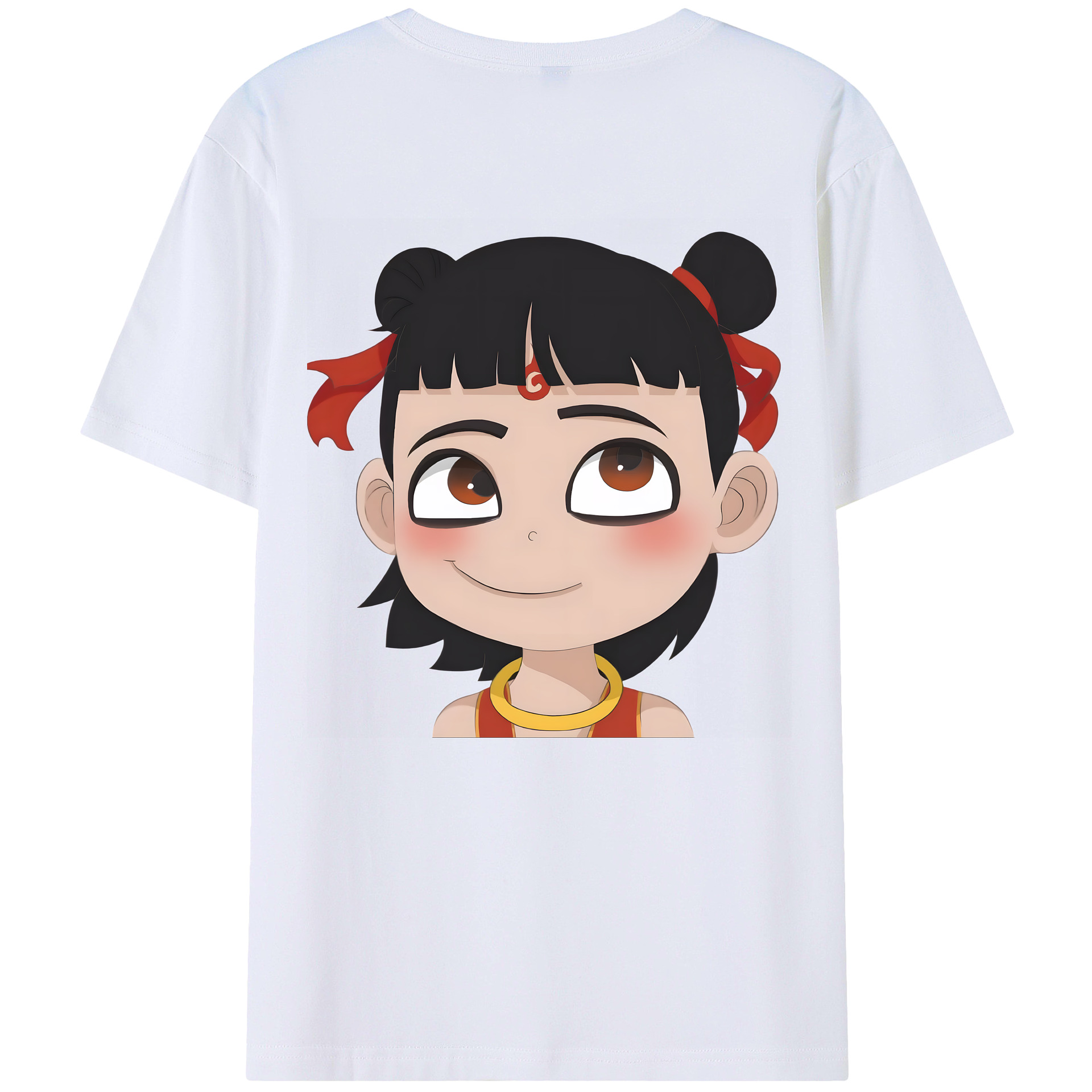 （画像用） Ne Zha 2 ナタ 魔童の大暴れ 綿100％ メンズ半袖Tシャツ（バックプリント） 通気性