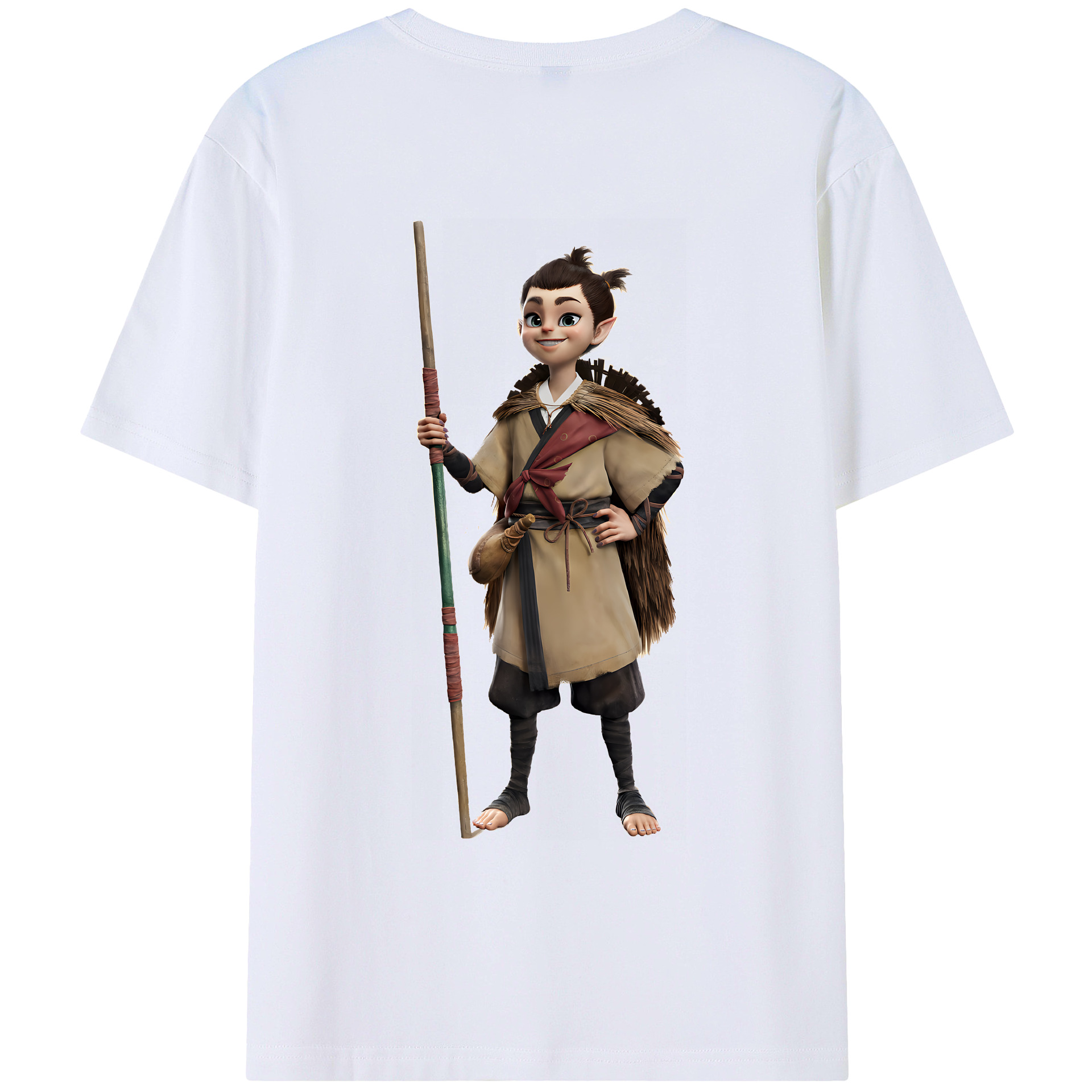 （画像用） Ne Zha 2 ナタ 魔童の大暴れ 綿100％ メンズ半袖Tシャツ（バックプリント） 通気性
