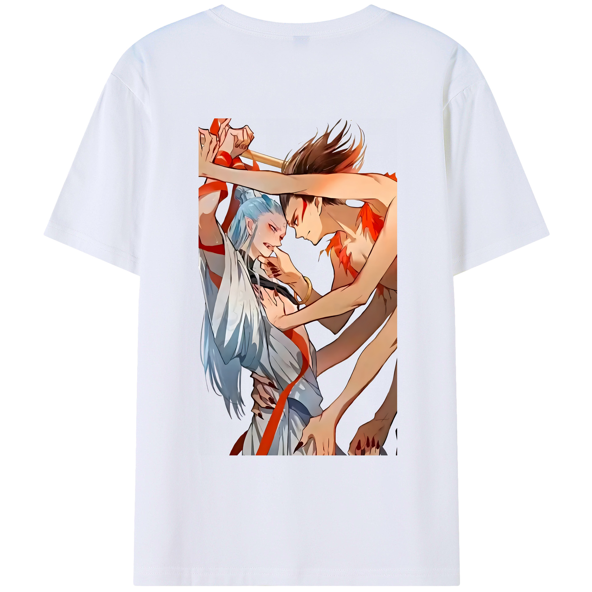 （画像用） Ne Zha 2 ナタ 魔童の大暴れ 綿100％ メンズ半袖Tシャツ（バックプリント） 通気性
