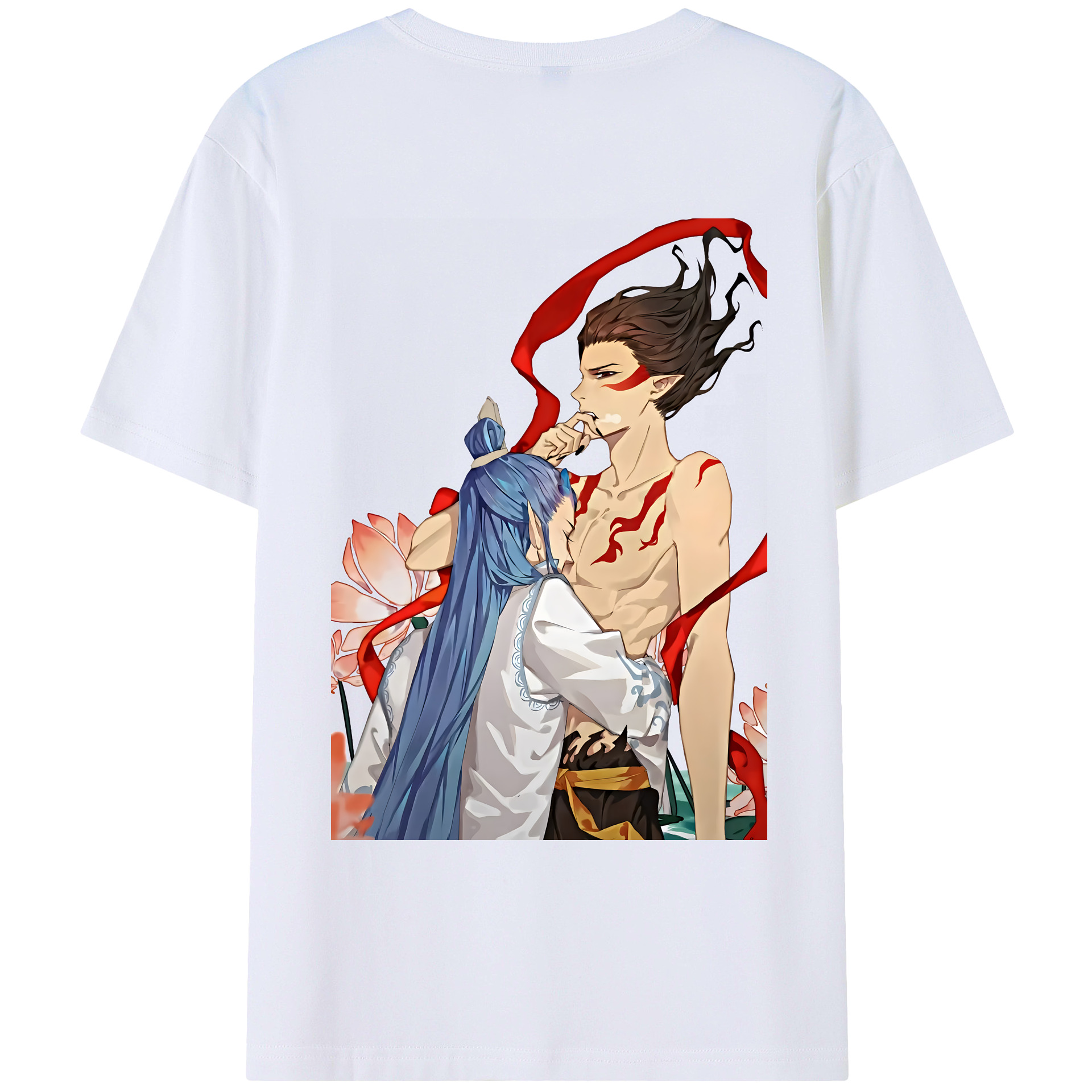 （画像用） Ne Zha 2 ナタ 魔童の大暴れ 綿100％ メンズ半袖Tシャツ（バックプリント） 通気性