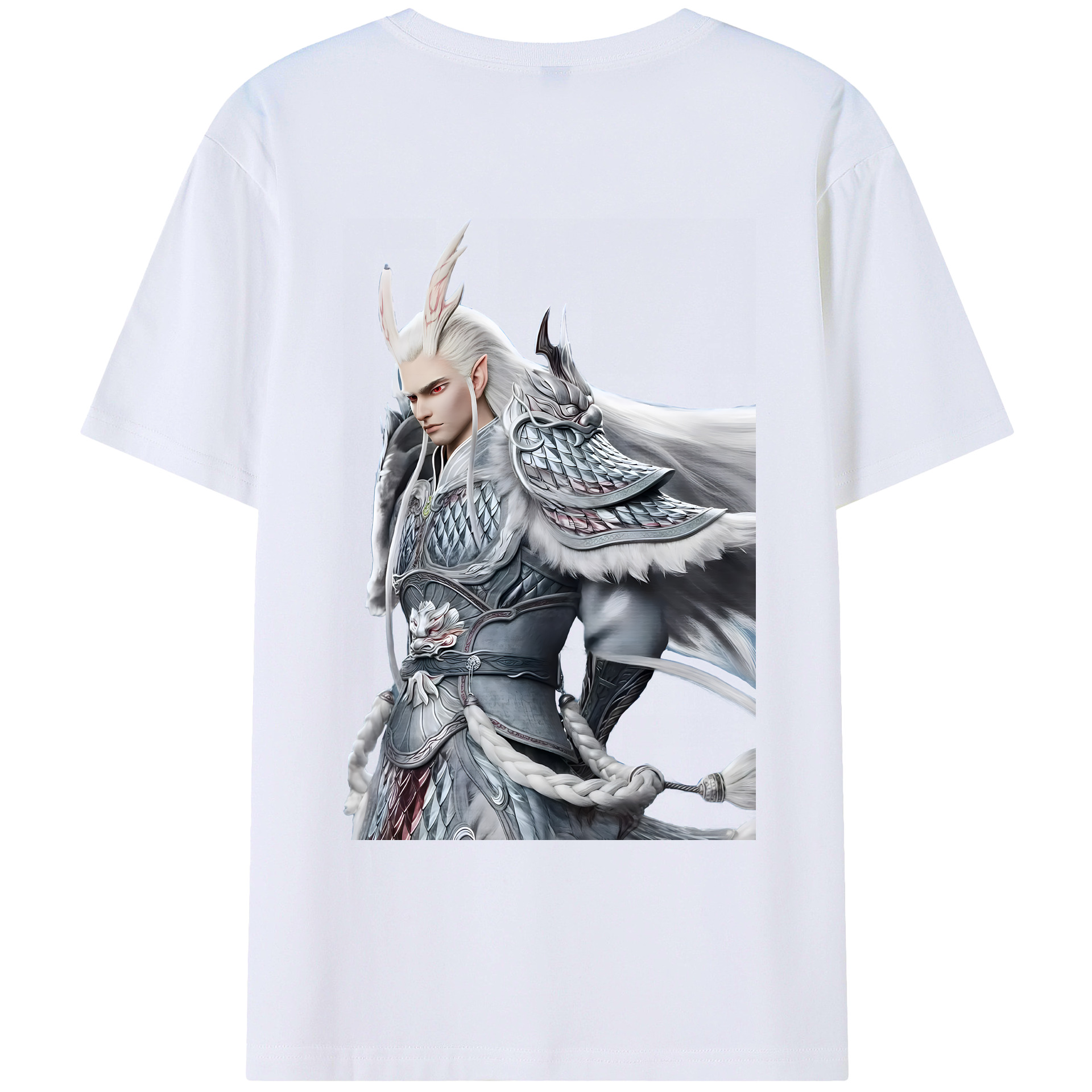 （画像用） Ne Zha 2 ナタ 魔童の大暴れ 綿100％ メンズ半袖Tシャツ（バックプリント） 通気性