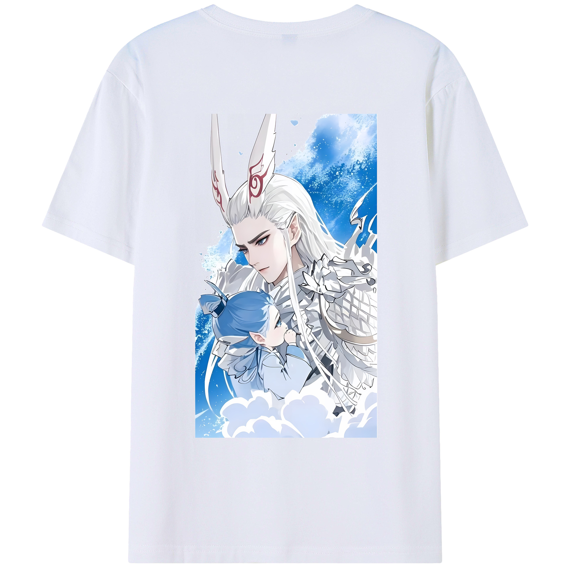 （画像用） Ne Zha 2 ナタ 魔童の大暴れ 綿100％ メンズ半袖Tシャツ（バックプリント） 通気性