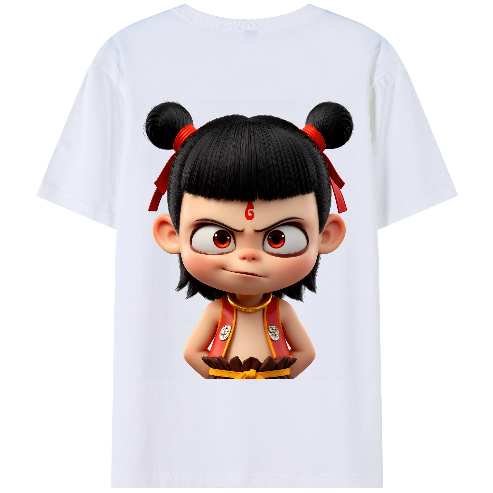 （画像用） Ne Zha 2 ナタ 魔童の大暴れ 綿100％ メンズ半袖Tシャツ（バックプリント） 通気性