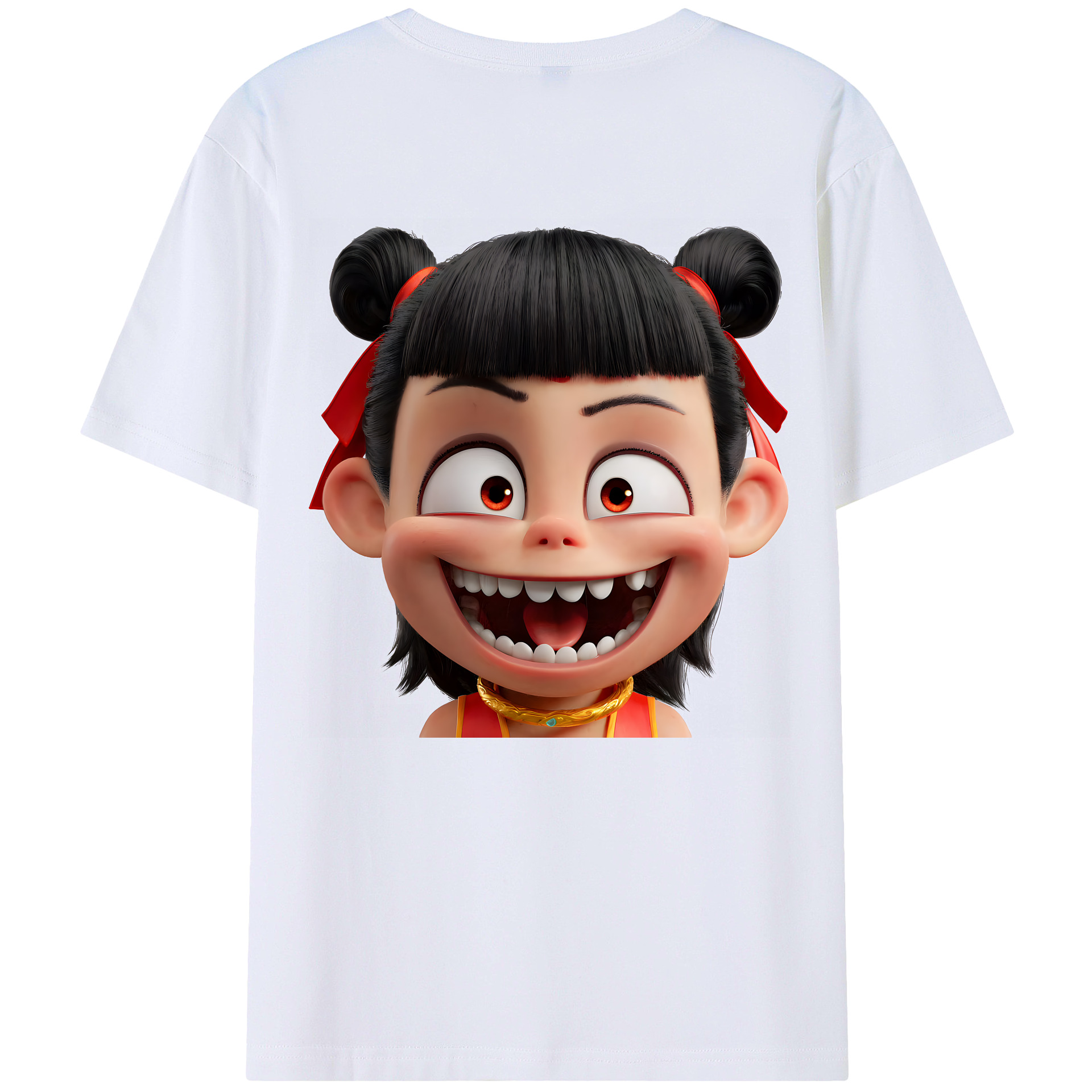 （画像用） Ne Zha 2 ナタ 魔童の大暴れ 綿100％ メンズ半袖Tシャツ（バックプリント） 通気性