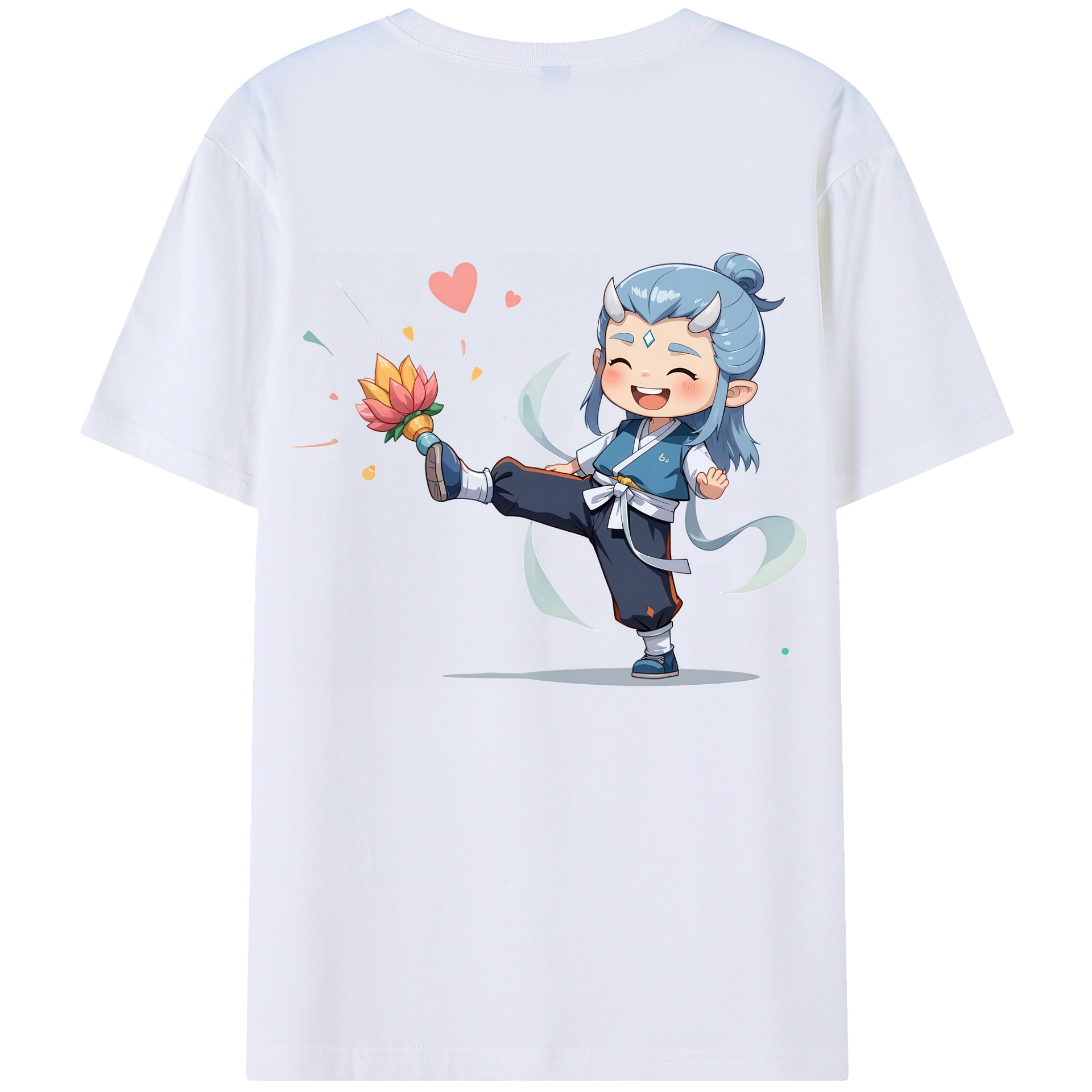 （画像用） Ne Zha 2 ナタ 魔童の大暴れ 綿100％ メンズ半袖Tシャツ（バックプリント） 通気性