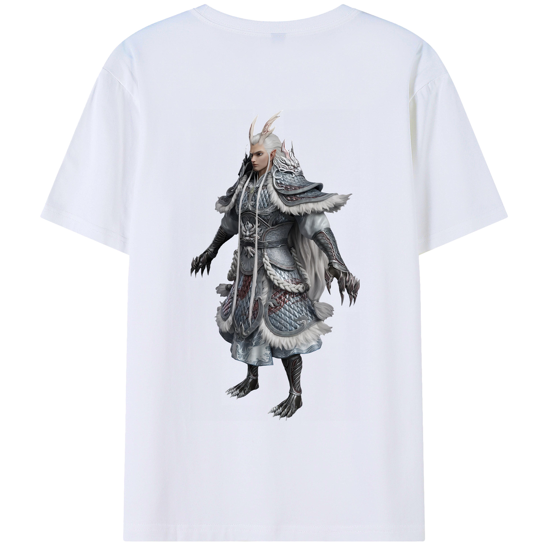 （画像用） Ne Zha 2 ナタ 魔童の大暴れ 綿100％ メンズ半袖Tシャツ（バックプリント） 通気性