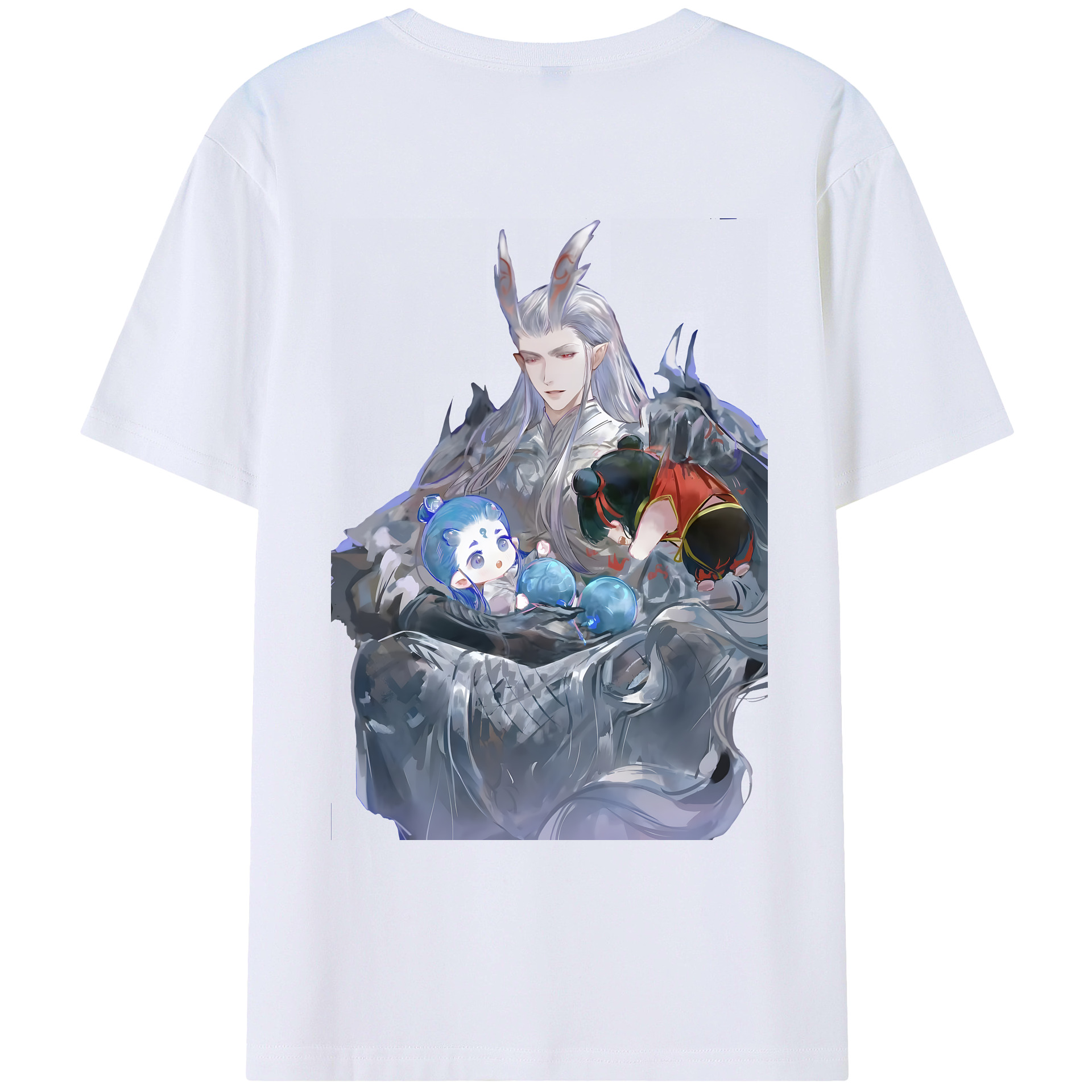 （画像用） Ne Zha 2 ナタ 魔童の大暴れ 綿100％ メンズ半袖Tシャツ（バックプリント） 通気性