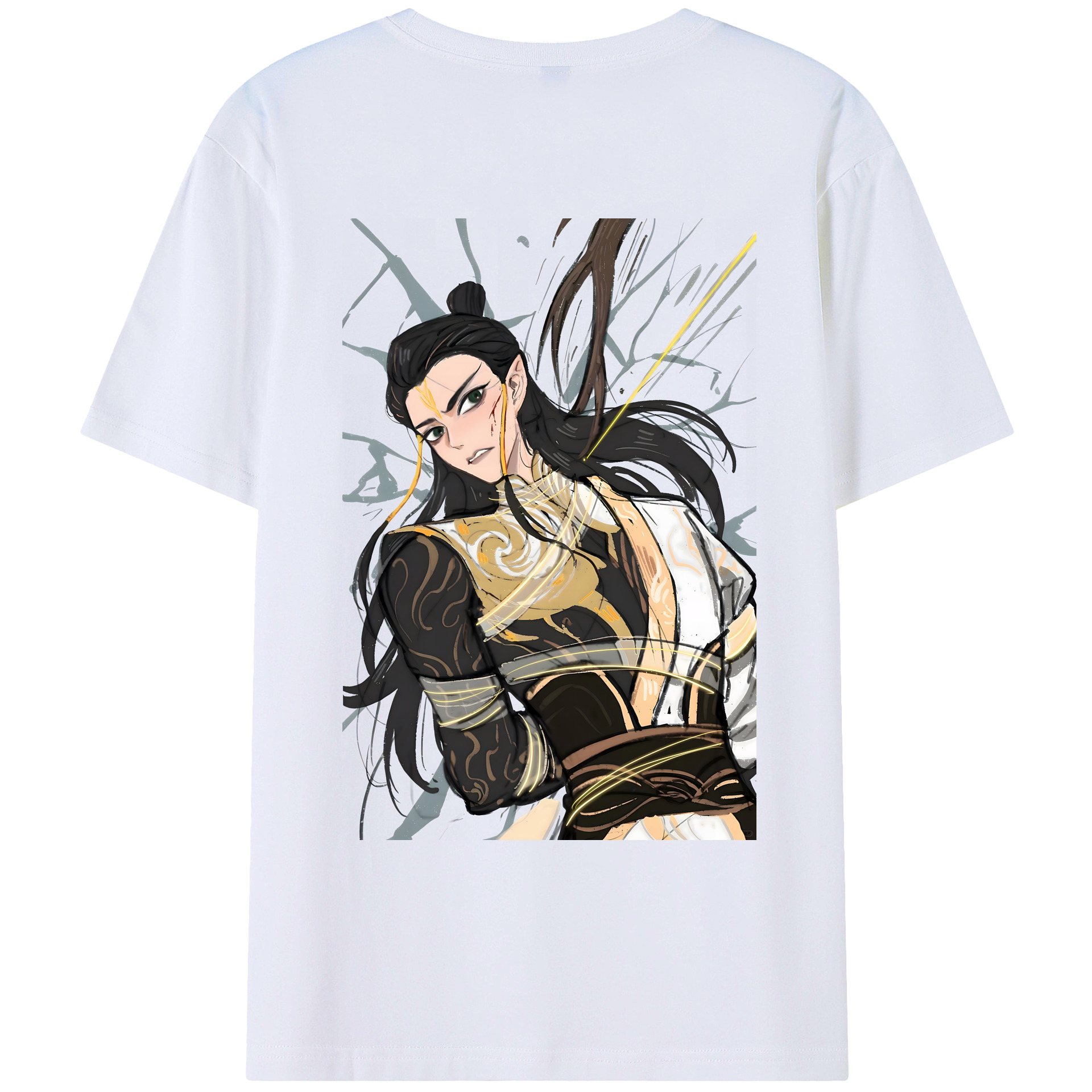 （画像用） Ne Zha 2 ナタ 魔童の大暴れ 綿100％ メンズ半袖Tシャツ（バックプリント） 通気性