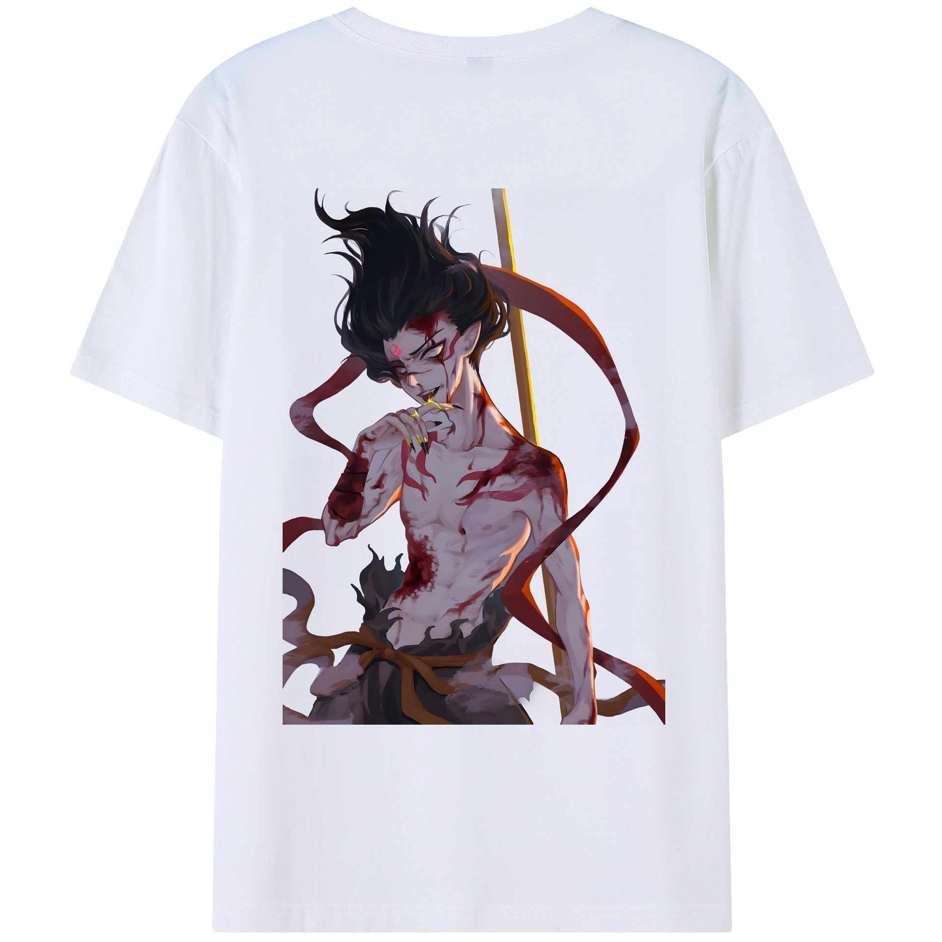 （画像用） Ne Zha 2 ナタ 魔童の大暴れ 綿100％ メンズ半袖Tシャツ（バックプリント） 通気性