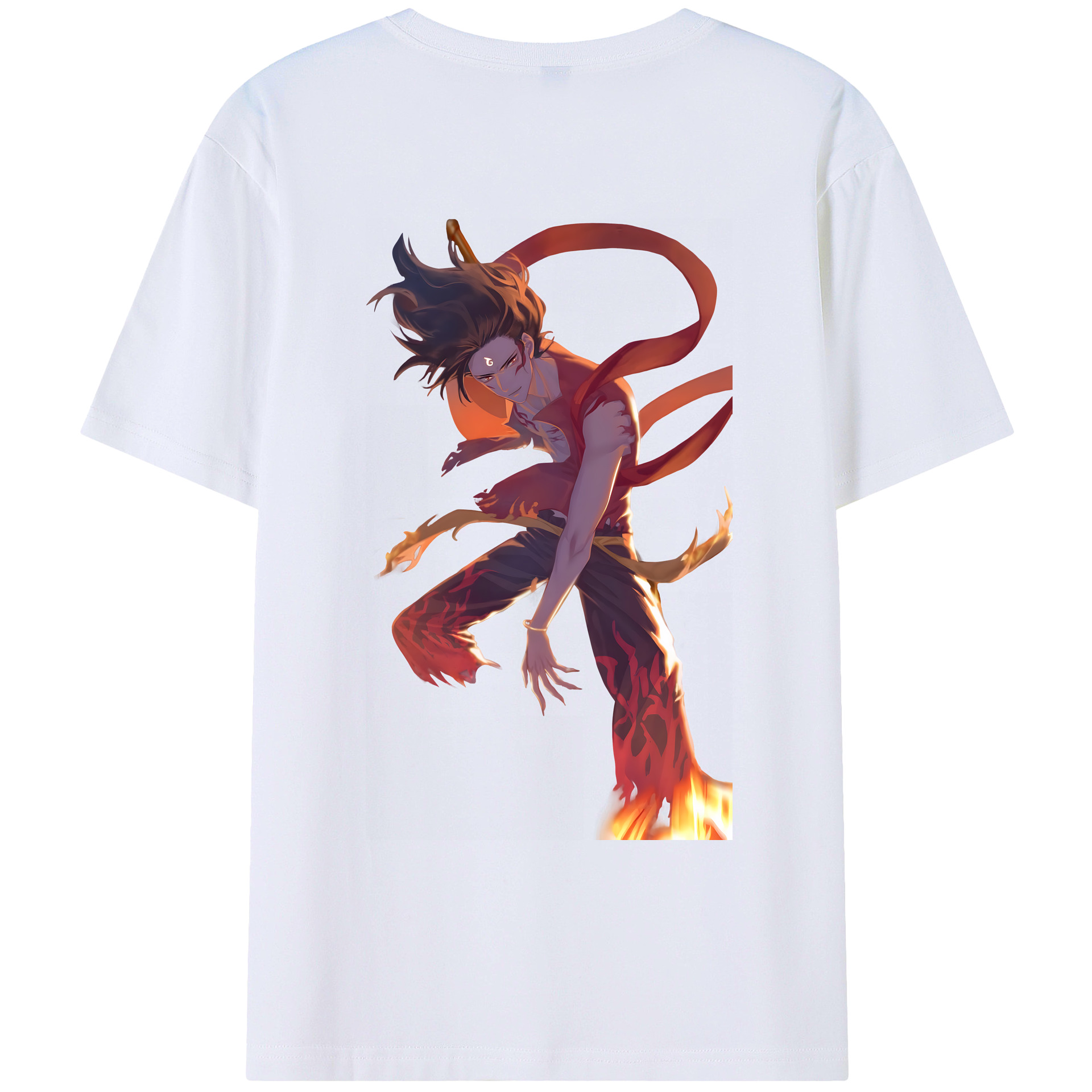 （画像用） Ne Zha 2 ナタ 魔童の大暴れ 綿100％ メンズ半袖Tシャツ（バックプリント） 通気性