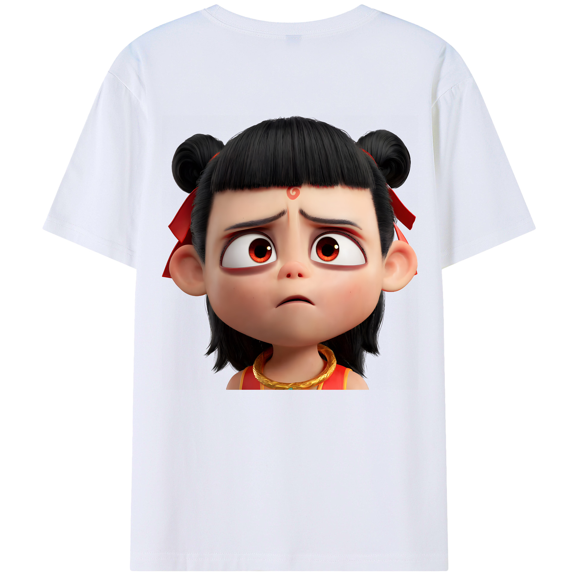 （画像用） Ne Zha 2 ナタ 魔童の大暴れ 綿100％ メンズ半袖Tシャツ（バックプリント） 通気性