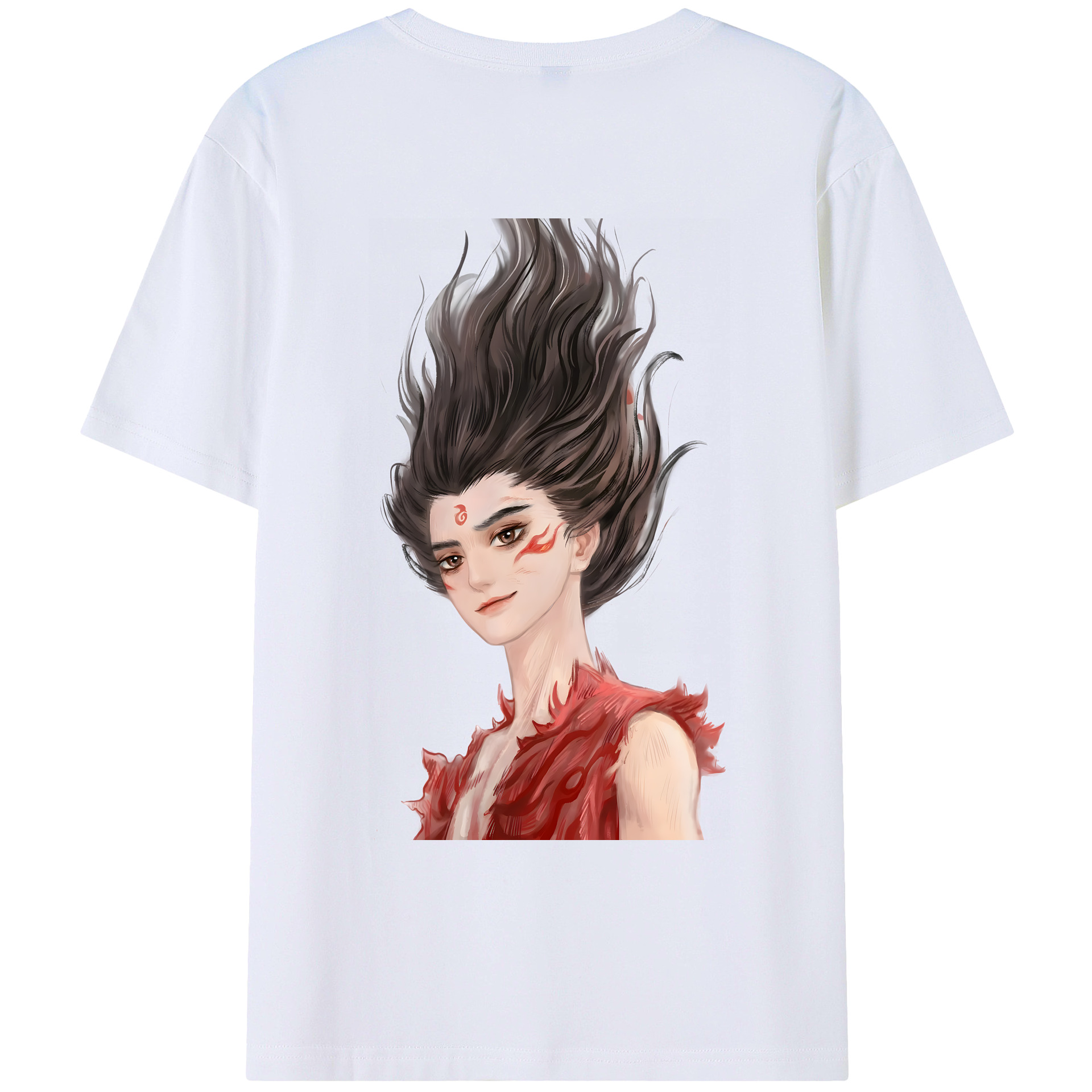 （画像用） Ne Zha 2 ナタ 魔童の大暴れ 綿100％ メンズ半袖Tシャツ（バックプリント） 通気性