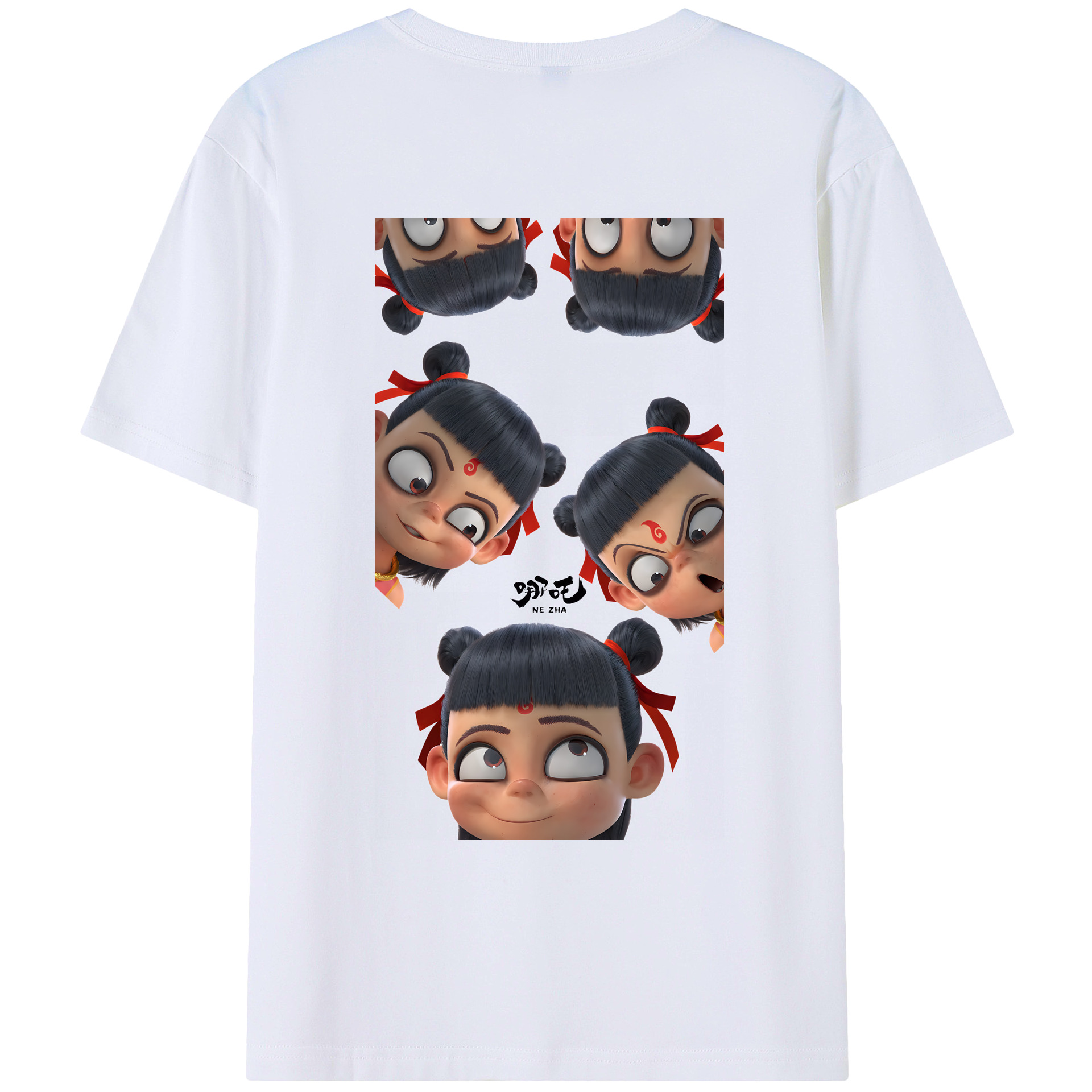 （画像用） Ne Zha 2 ナタ 魔童の大暴れ 綿100％ メンズ半袖Tシャツ（バックプリント） 通気性