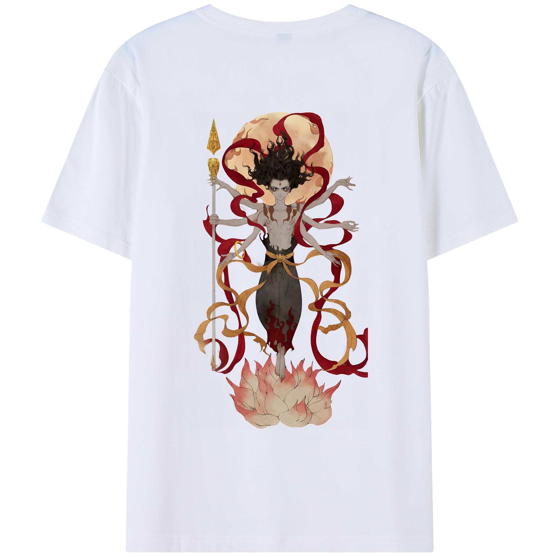 （画像用） Ne Zha 2 ナタ 魔童の大暴れ 綿100％ メンズ半袖Tシャツ（バックプリント） 通気性