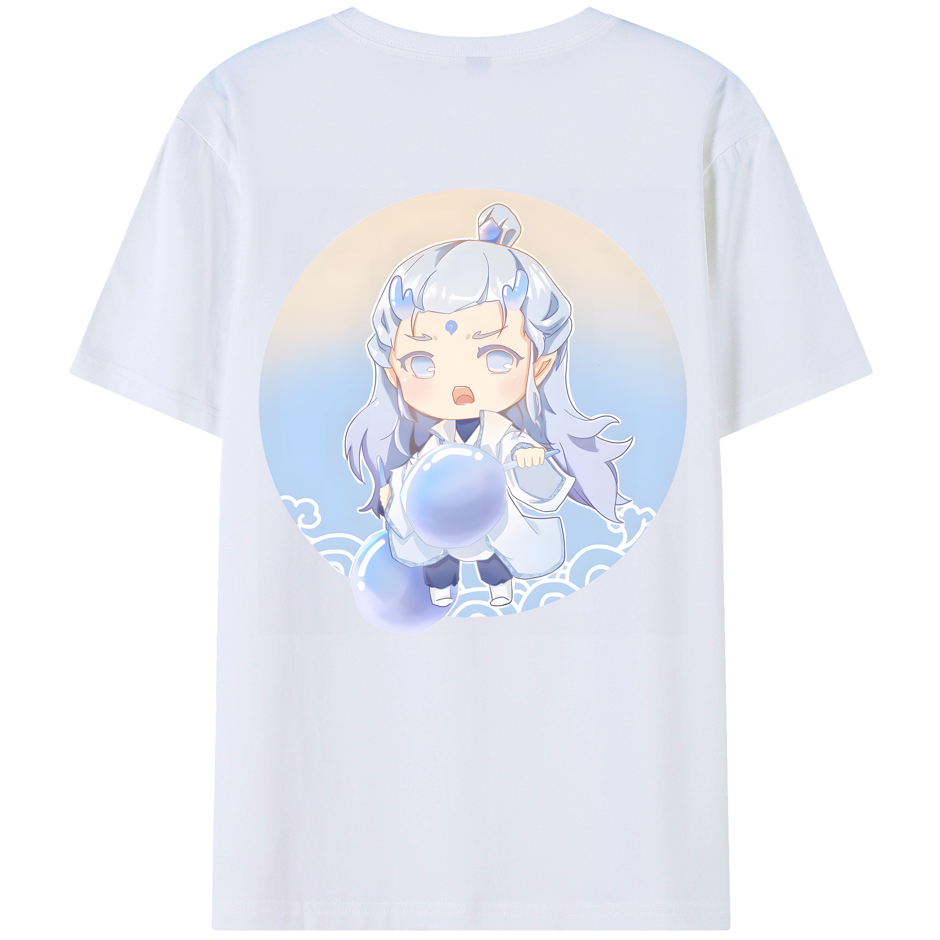 （画像用） Ne Zha 2 ナタ 魔童の大暴れ 綿100％ メンズ半袖Tシャツ（バックプリント） 通気性
