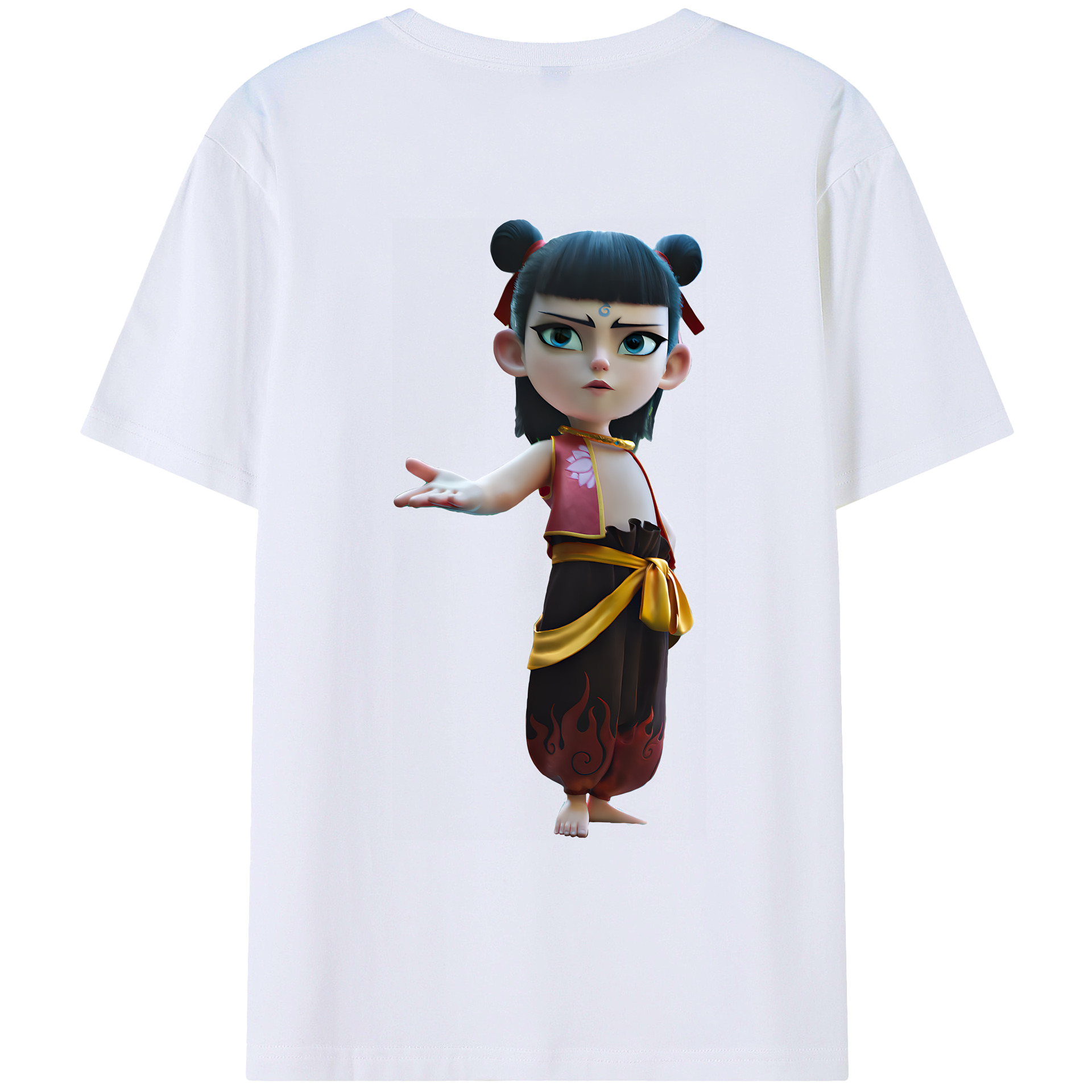 （画像用） Ne Zha 2 ナタ 魔童の大暴れ 綿100％ メンズ半袖Tシャツ（バックプリント） 通気性