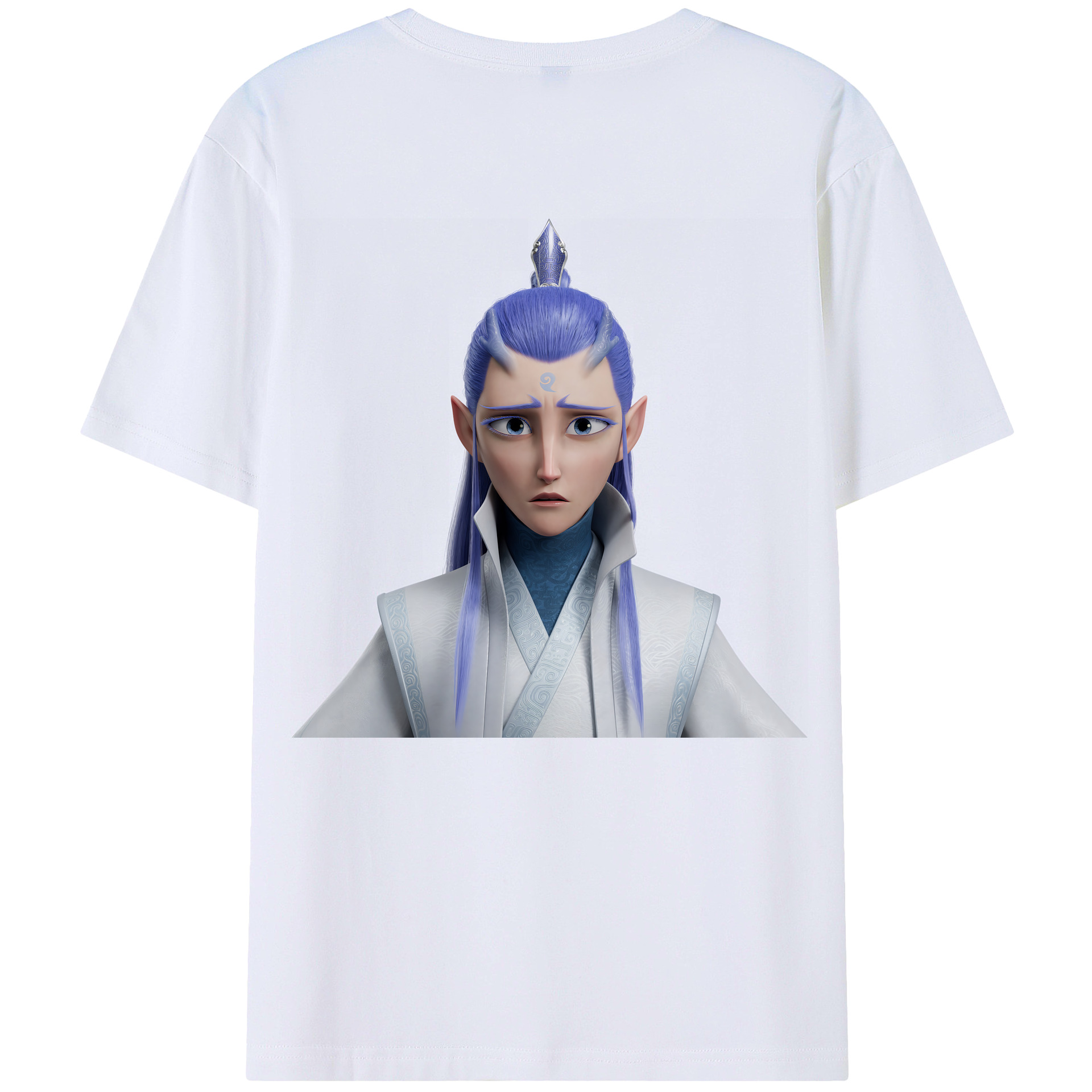 （画像用） Ne Zha 2 ナタ 魔童の大暴れ 綿100％ メンズ半袖Tシャツ（バックプリント） 通気性