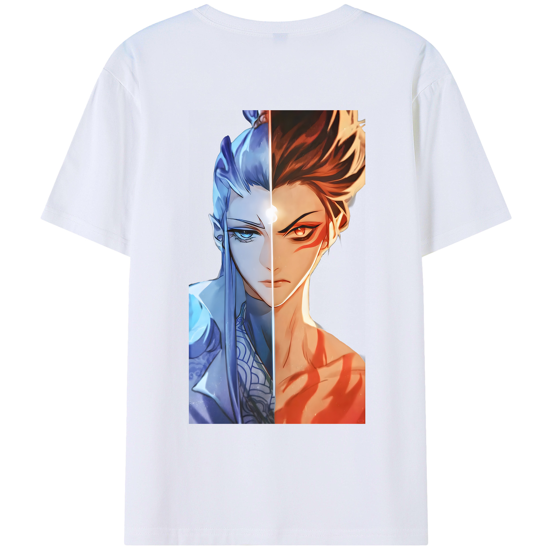 （画像用） Ne Zha 2 ナタ 魔童の大暴れ 綿100％ メンズ半袖Tシャツ（バックプリント） 通気性
